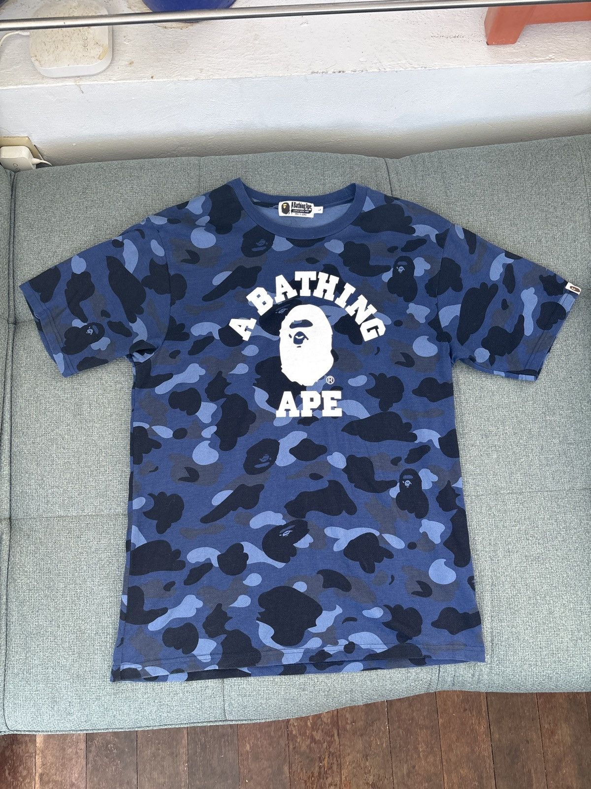 Bape Bape Blue Camo College Tee Size US L / EU 52-54 / 3 - 1 Thumbnail