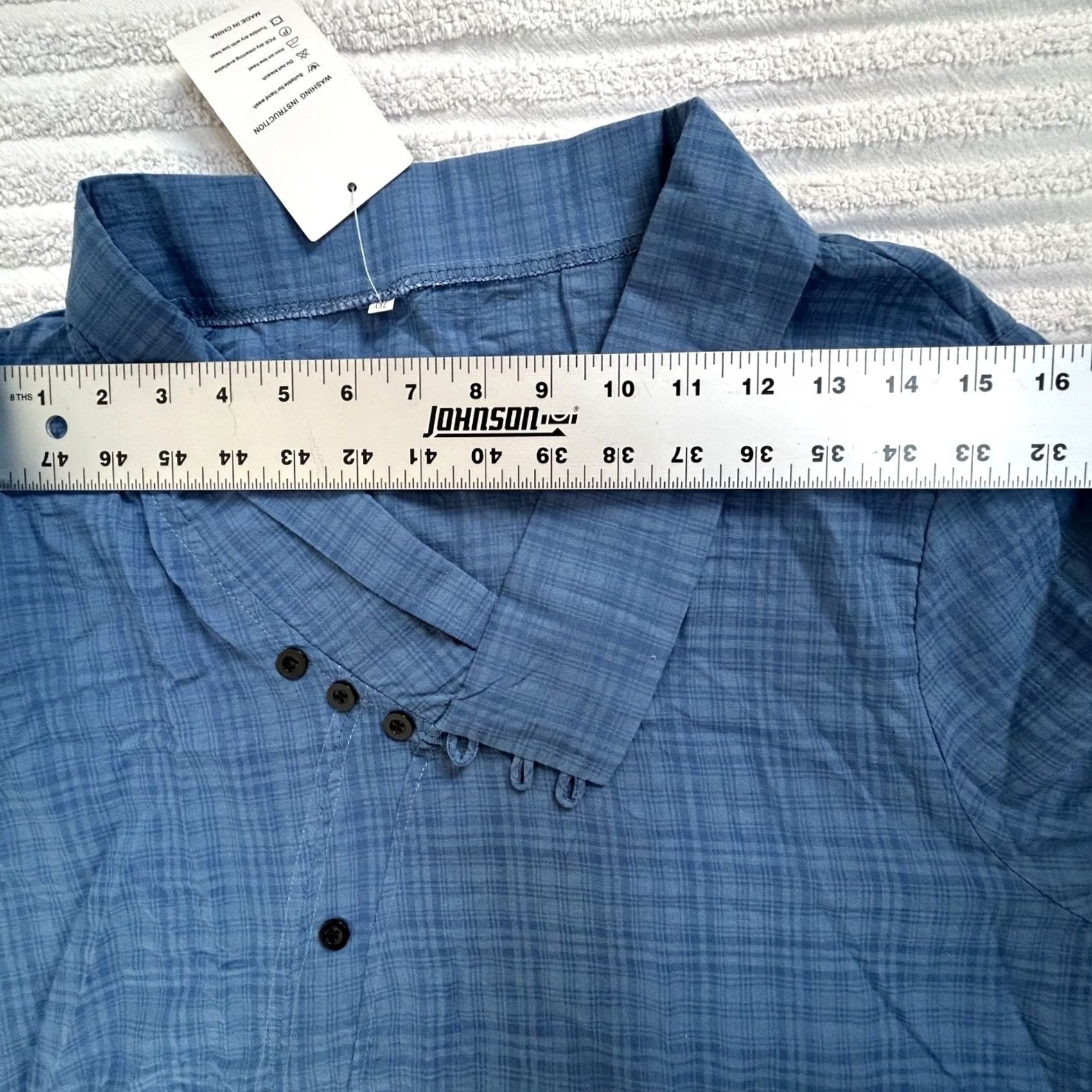 Nique VINTAGE E-Retro Womens Blue Plaid Button-Up Blouse Top With Unique Collar Size XXL New Size XXL / US 16-18 / IT 52-54 - 5 Thumbnail