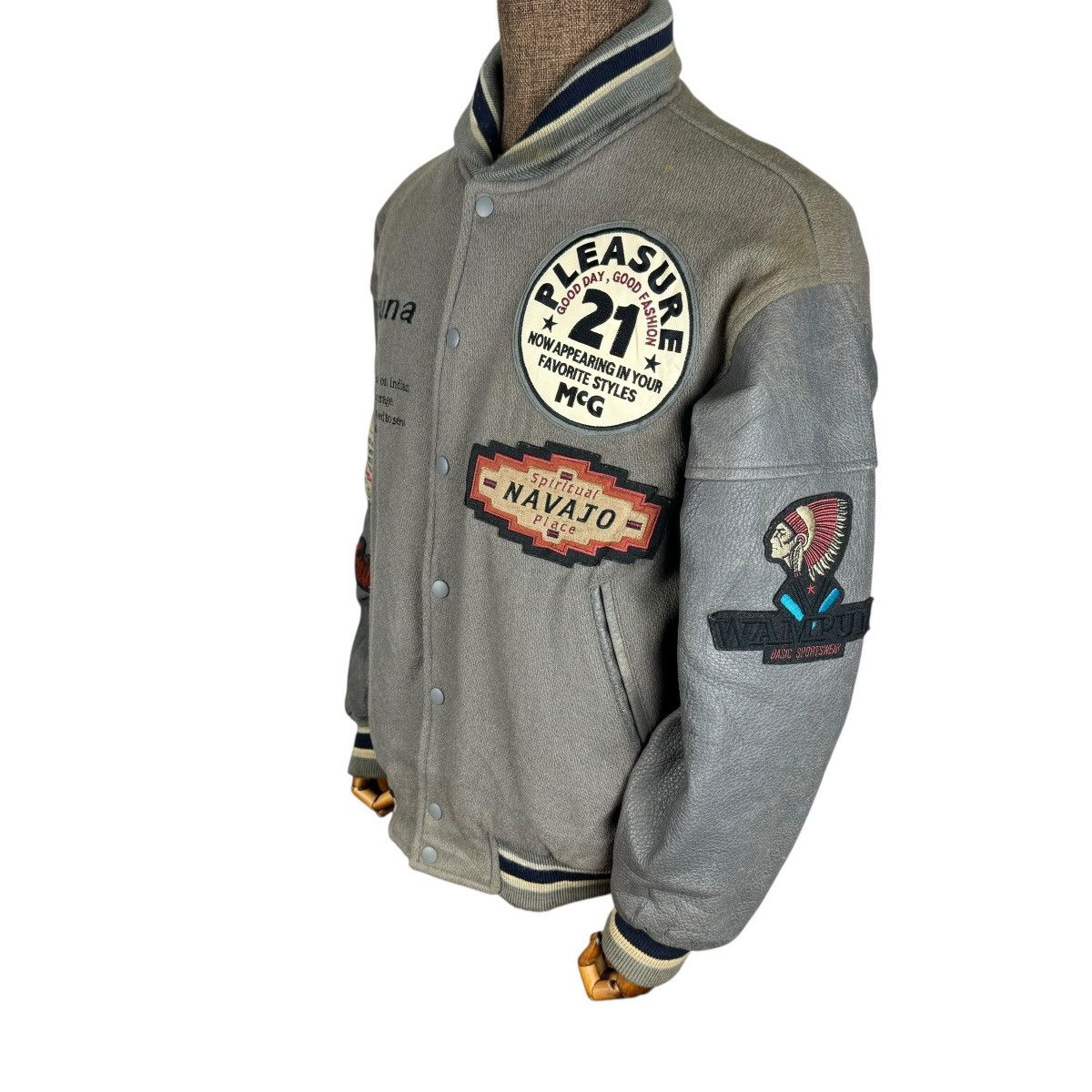 McGregor 🌟90s McGREGOR NAVAJO LEATHER VARSITY JACKET Size US L / EU 52-54 / 3 - 1 Thumbnail