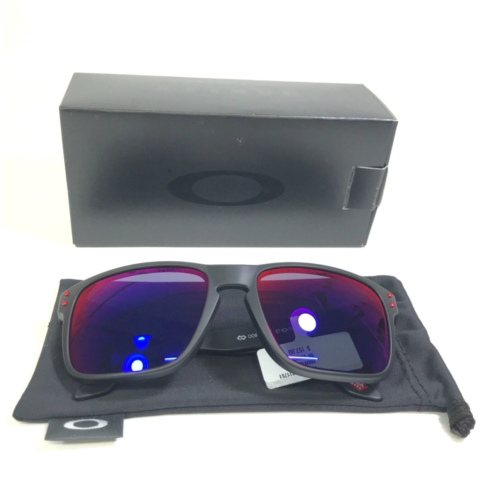 image of Oakley Sunglasses Holbrook Oo9102-36 Matte Black Red Frames Red Iridium Lenses in White, Men's