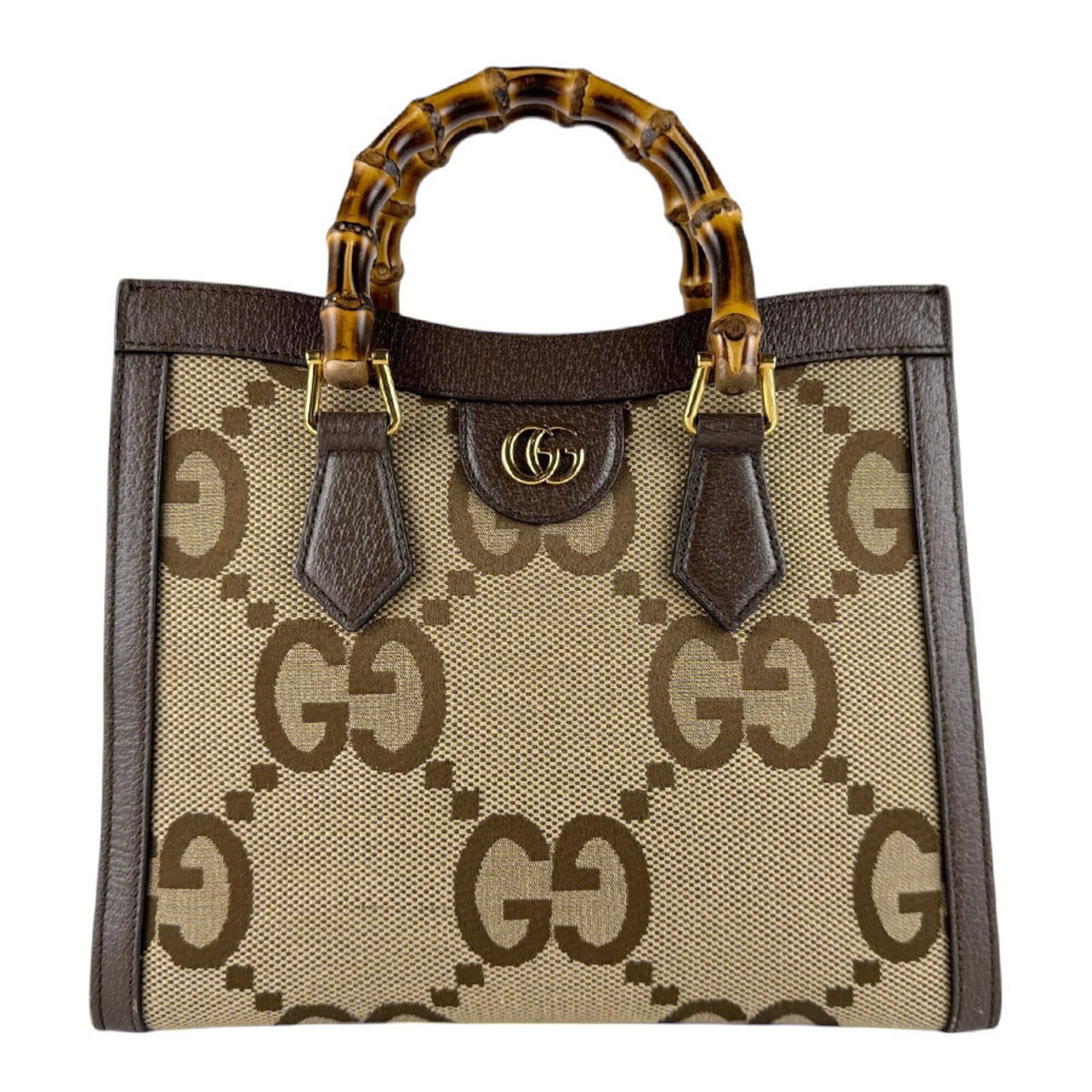 Gucci Gucci Diana Jumbo GG Canvas and Leather Handbag/Shoulder Bag, Beige, Brown, Gold, Women's, 660195 z9376 Size ONE SIZE - 1 Thumbnail