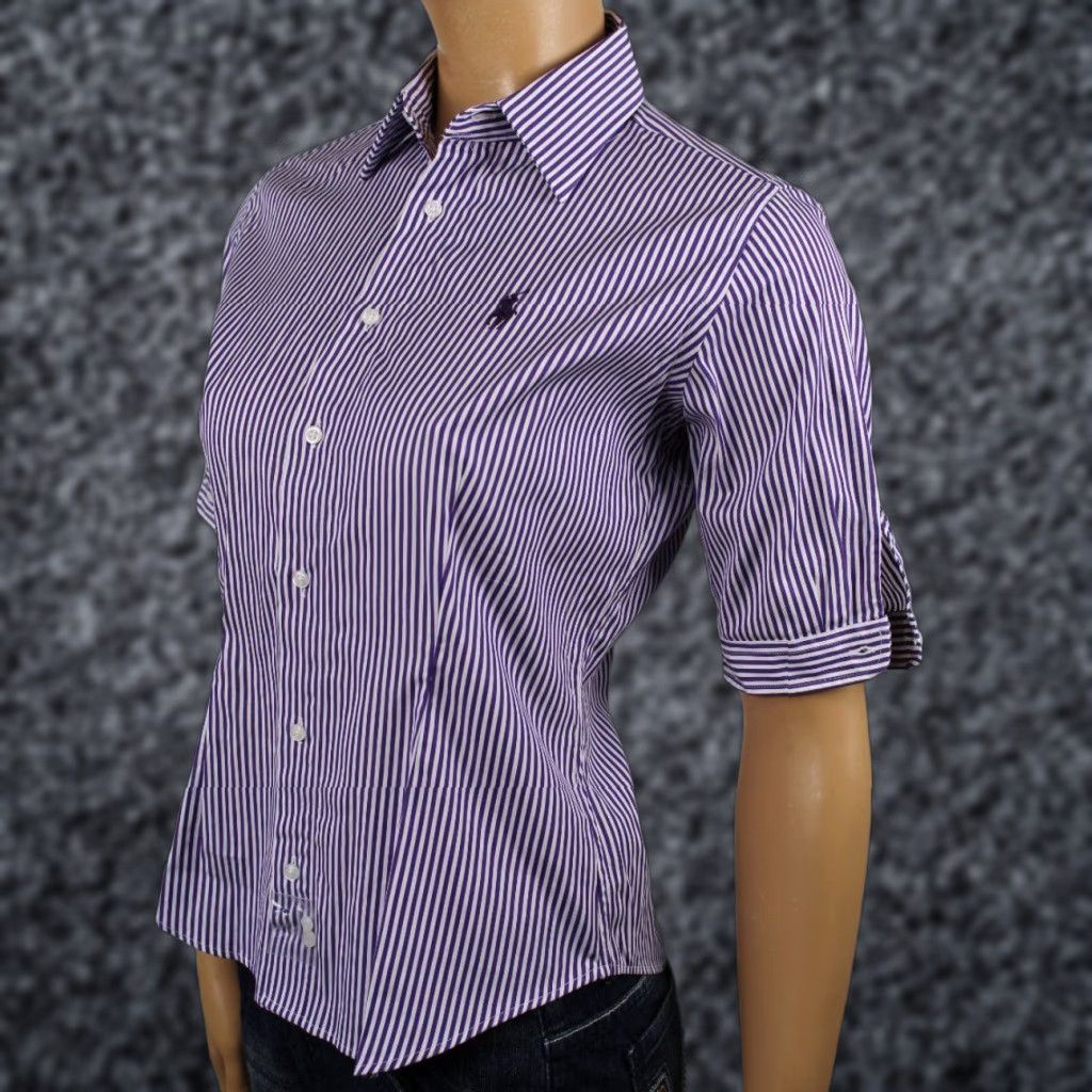 Polo Ralph Lauren Ralph Lauren PURPLE WHITE SLIM FIT BLOUSE SHIRT Women 2 NWT Size XS / US 0-2 / IT 36-38 - 1 Preview