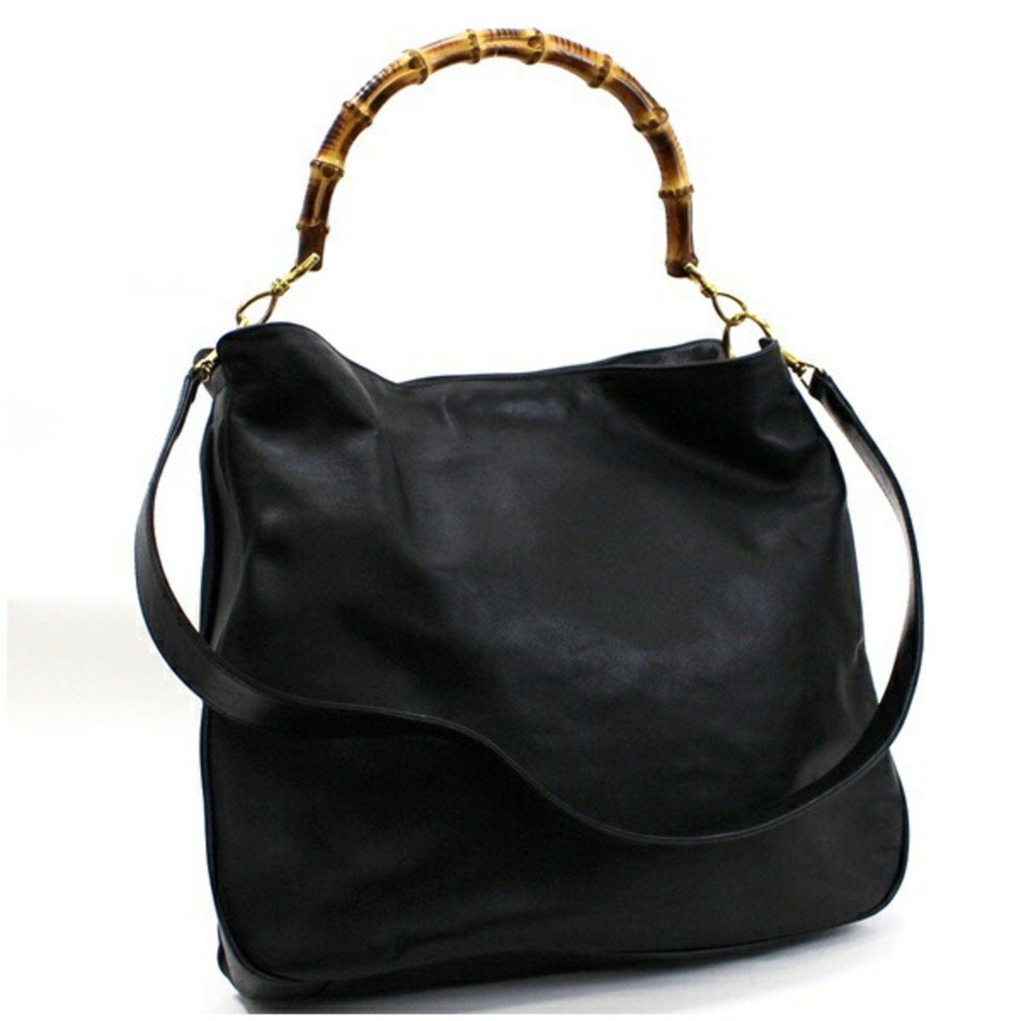 image of Gucci Bamboo Shoulder Bag Leather Black 001 1557 2615 Gucci Ladies, Women's