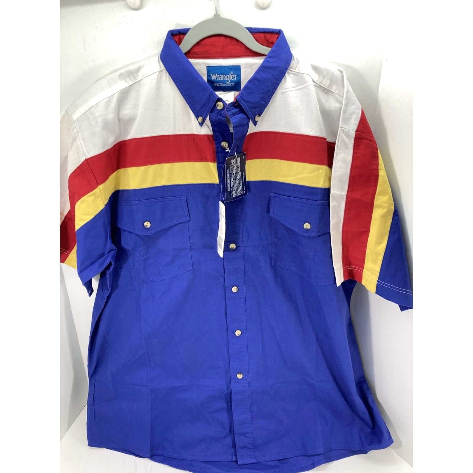 Wrangler VINTAGE Wrangler Bonanza Rodeo Shirt Men XL Stripe Short Sleeve Button Heavy Cotton Western NWT Size US XL / EU 56 / 4 - 2 Thumbnail