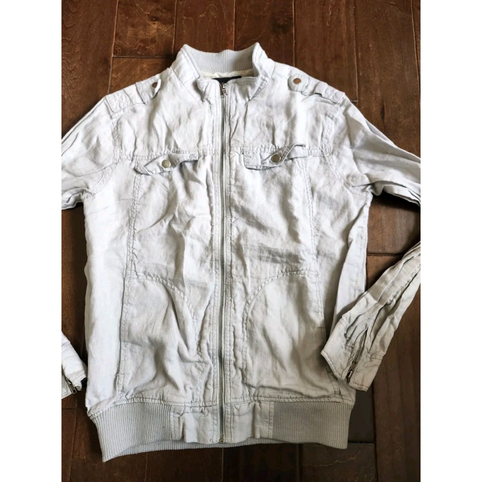 Vintage Twentyone Men Gray Zip Jacket with Pockets - Size L Size US L / EU 52-54 / 3 - 7 Thumbnail
