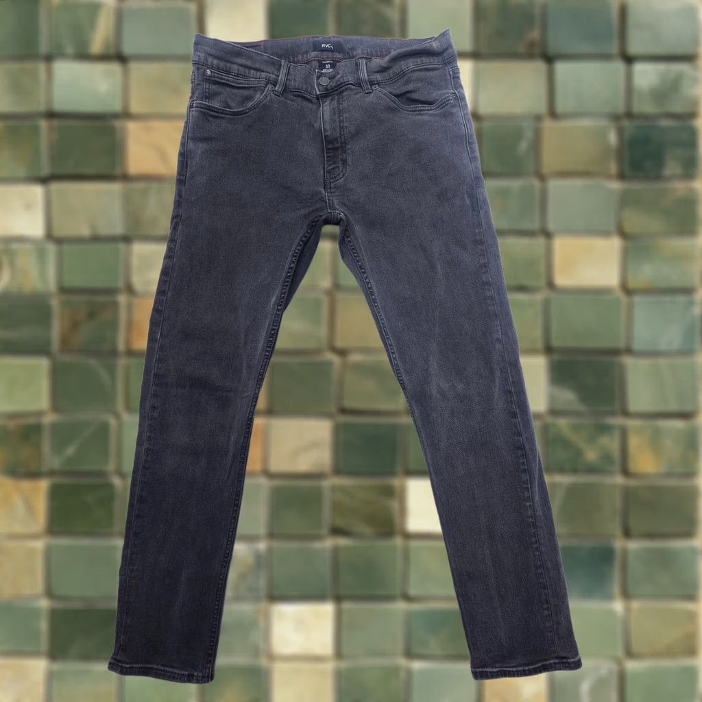 RVCA RVCA Jeans Mens 33 Black Denim Straight Slim Inseam 30" 5-Pocket Logo Vintage: No Size US 33 - 1 Thumbnail