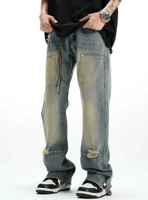 Japanese Brand Vintage blue washed distressed men's ripped jeans Size US 32 / EU 48 - 3 Thumbnail