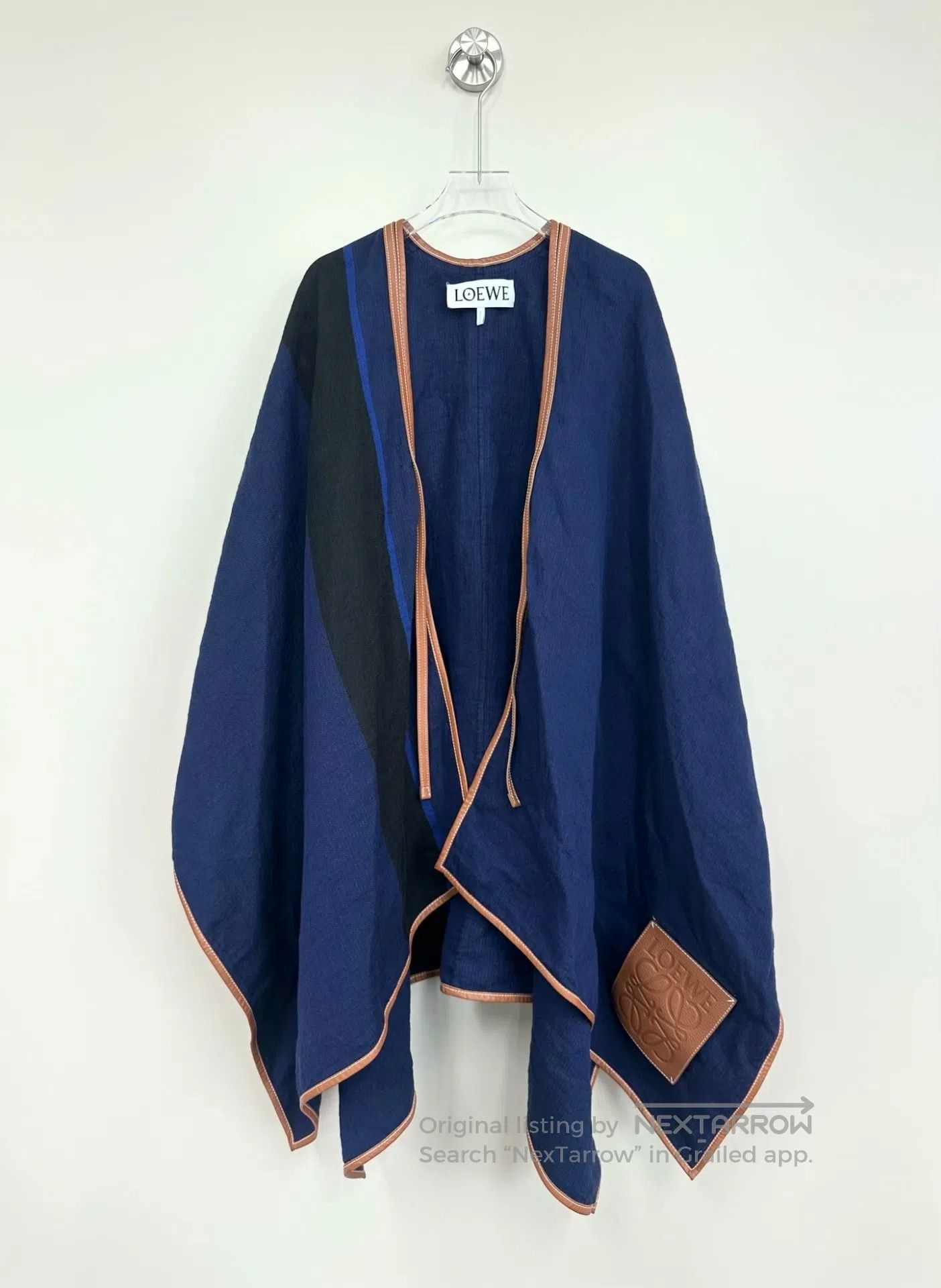 Loewe Loewe Navy blue fur trim shawl| Size S / US 4 / IT 40 - 1 Thumbnail