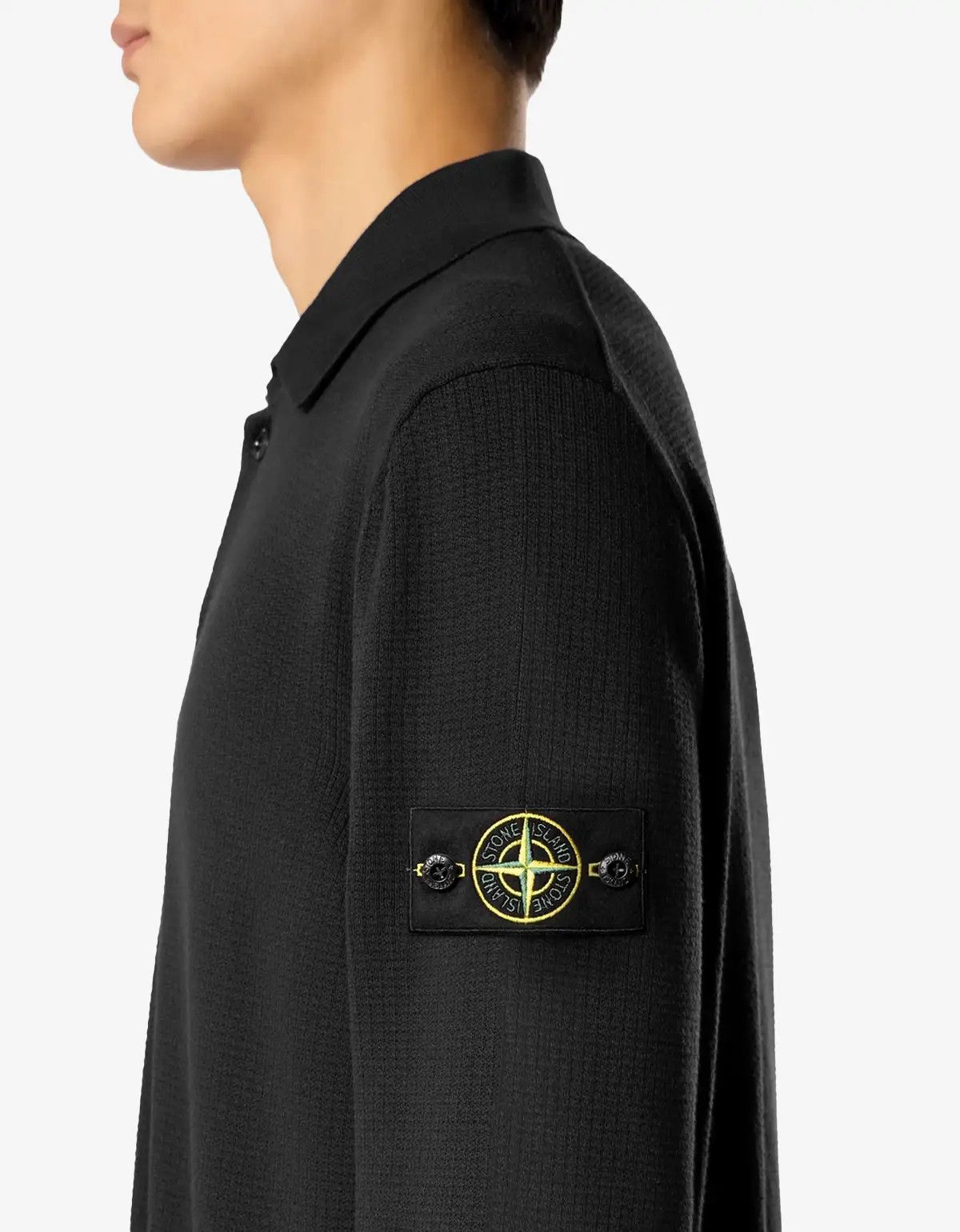 Stone Island Stone Island Black Knit LS Polo Shirt Size US XL / EU 56 / 4 - 3 Thumbnail