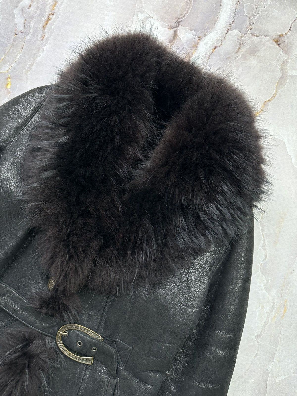 Japanese Brand Vintage Sheepskin Coat (E1) Size L / US 10 / IT 46 - 4 Thumbnail