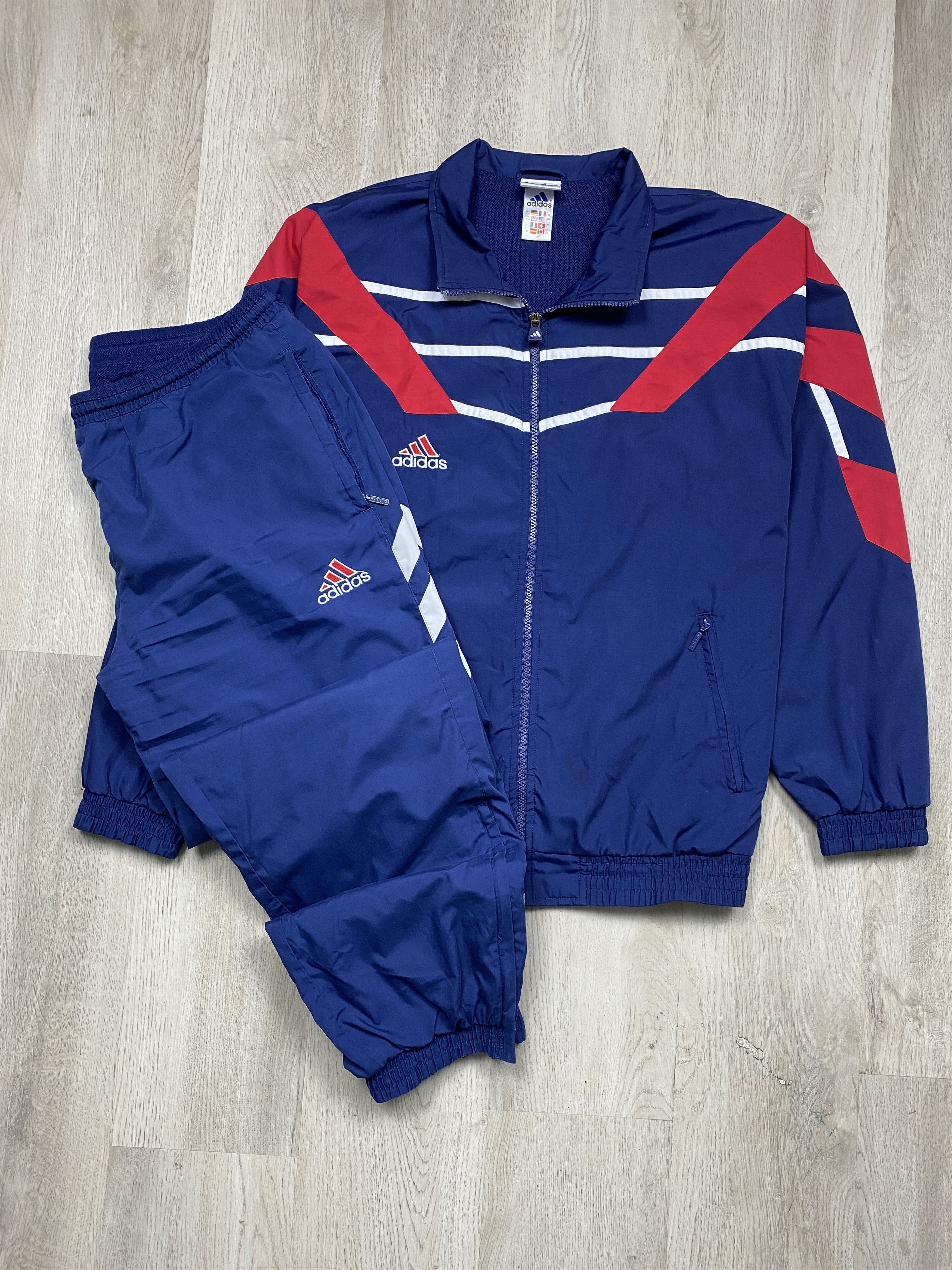 Adidas Adidas Vintage Mens Nylon Track Suit Jacket + Pants Size US 34 / EU 50 - 1 Thumbnail
