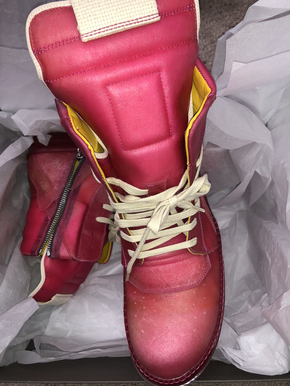 Rick Owens × Rick Owens Drkshdw Rick owens Leather Shoes Geobasket Hotpink FUCHSIA Size US 11 / EU 44 - 3 Thumbnail