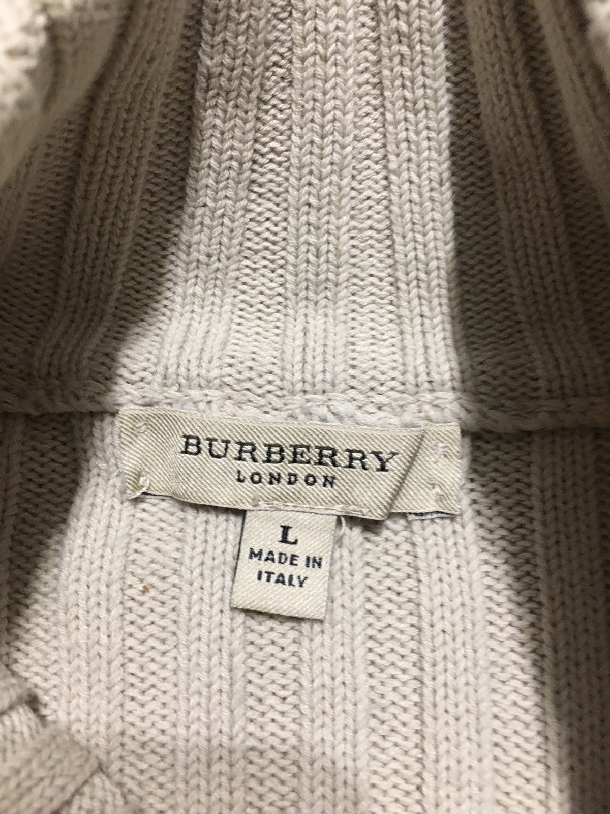 Burberry Burberry London Beige Cotton Knit Zip Sweater Size L Size US L / EU 52-54 / 3 - 7 Thumbnail