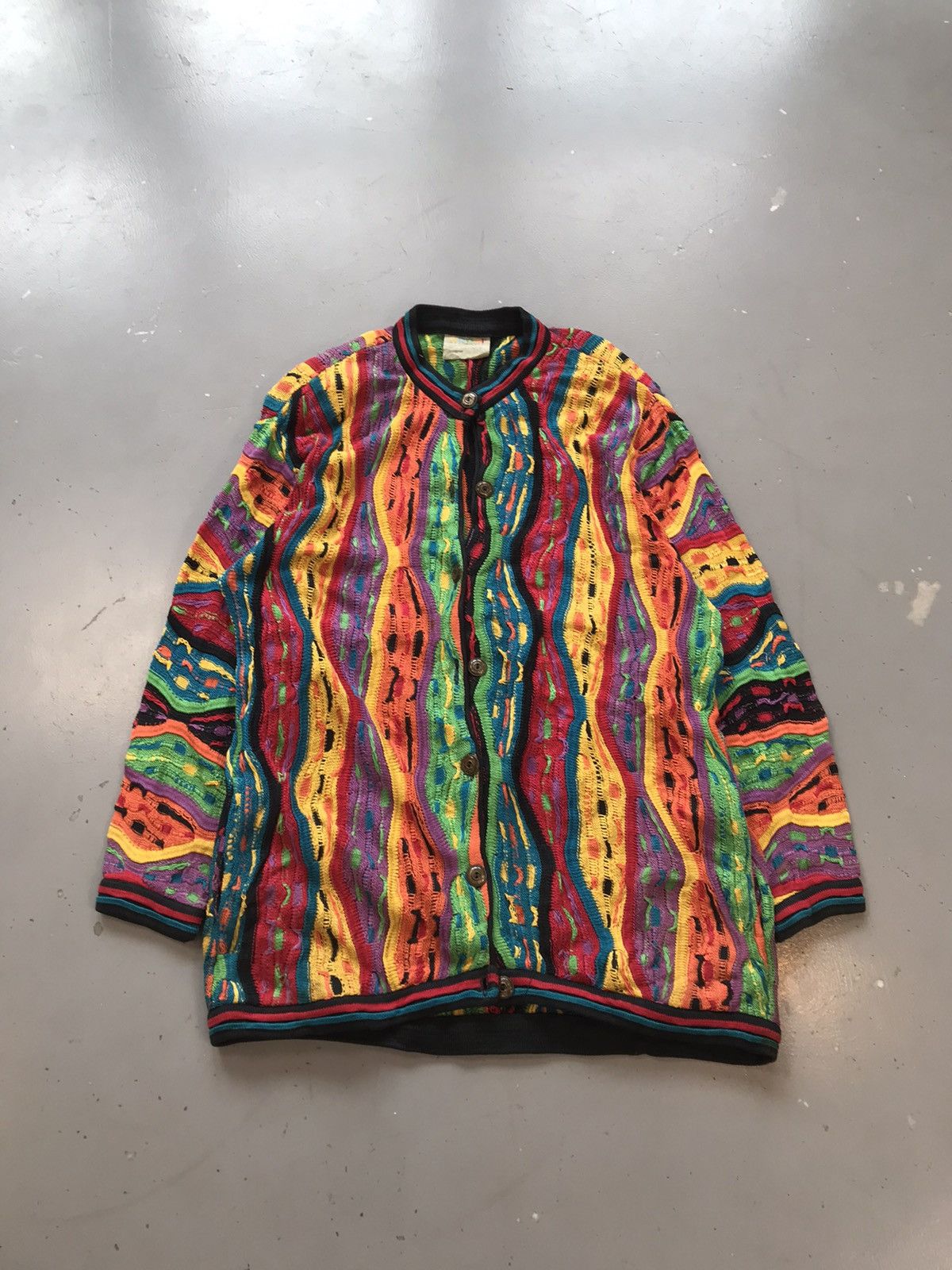 Vintage Coogi 3D multicolor knit cardigan