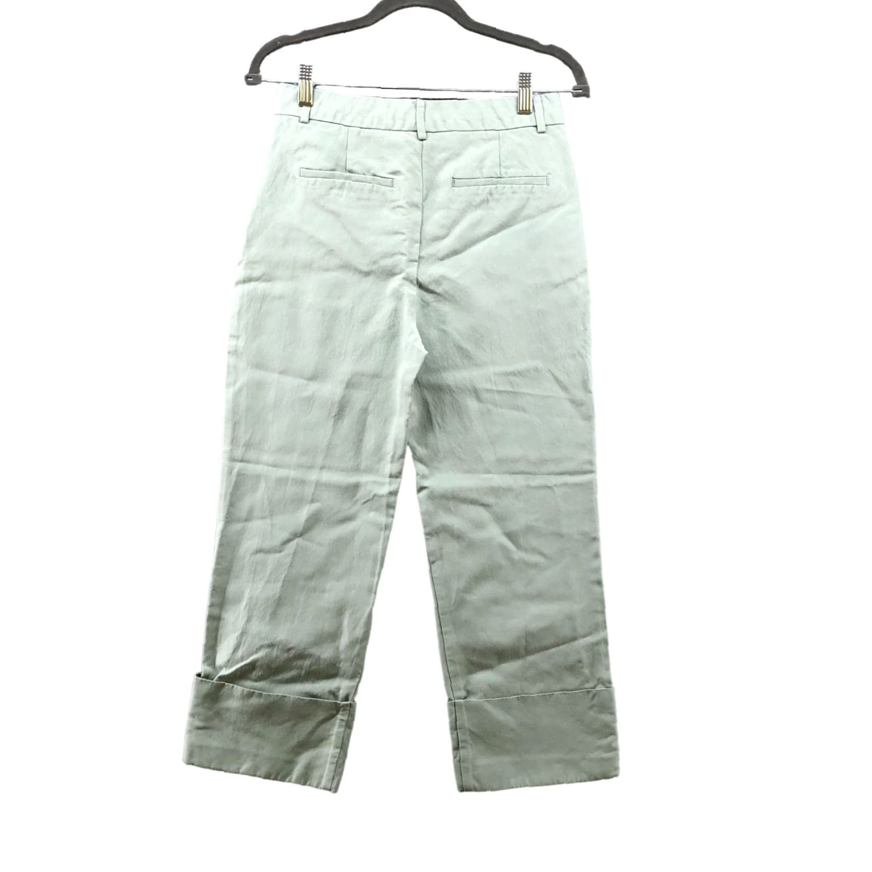 Zara ZARA Womens High Rise Cropped Chino Pants Size XS Sage Green Straight Size 26" / US 2 / IT 38 - 2 Thumbnail