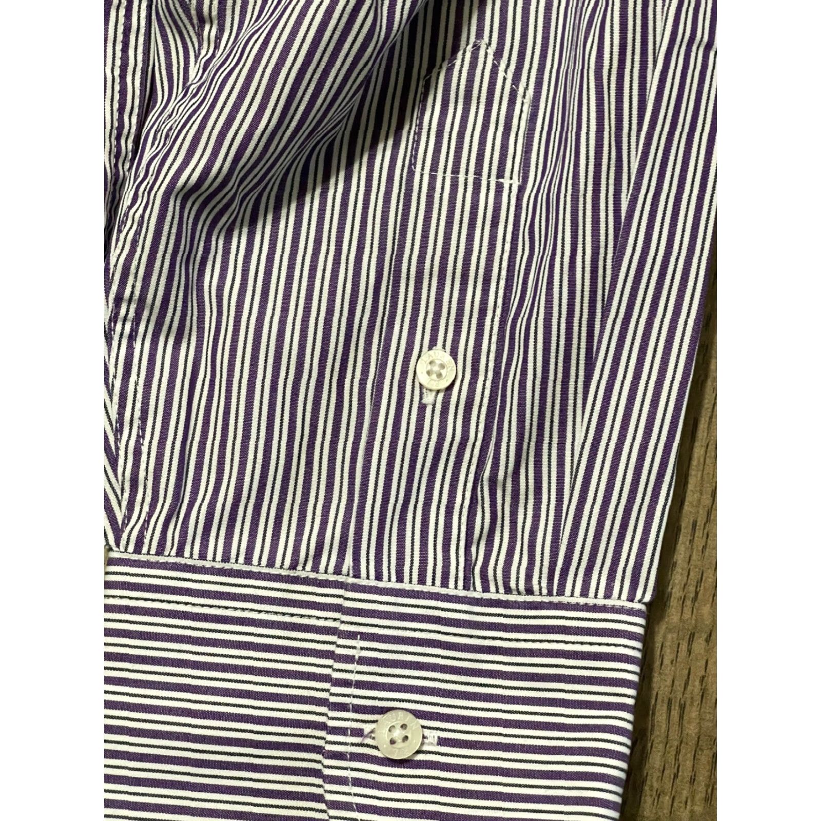 Ralph Lauren Lauren Ralph Lauren Shirt Men XL Purple White Striped Button Up Non Iron - Casual, Regular Fit, Long Sleeve, Collared, Free Return Size US XL / EU 56 / 4 - 6 Thumbnail