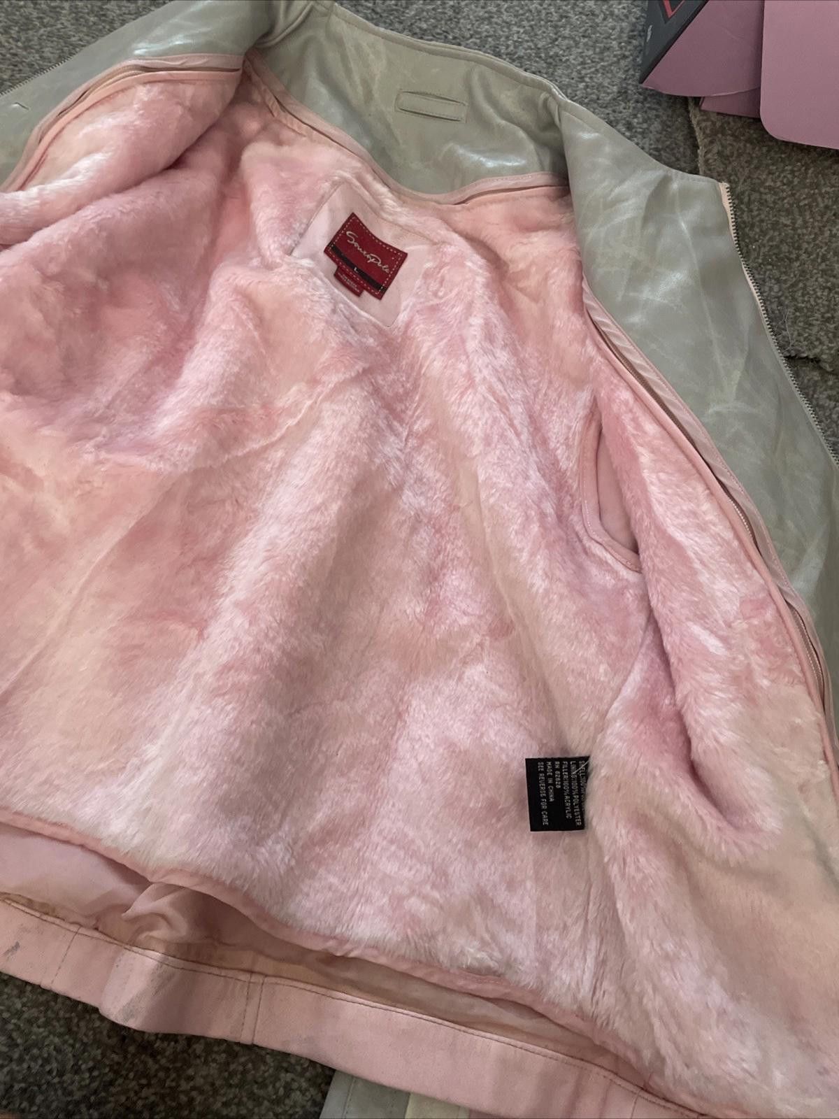 Southpole Vintage South Pole Pink Woman’s Leather Racer Jacket Large Size L / US 10 / IT 46 - 2 Thumbnail