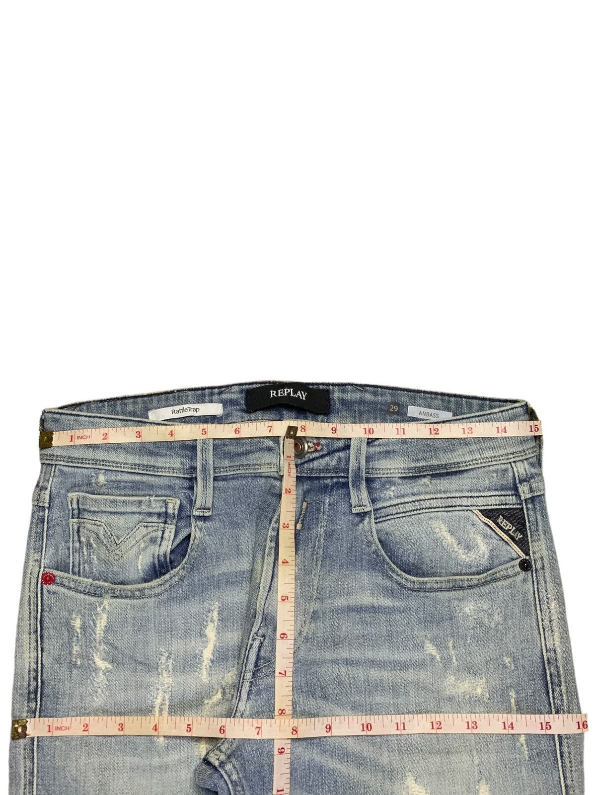 Japanese Brand × Replay Vintage Rattle Trap X Replay Faded Wash Distress Slim Jeans Size US 30 / EU 46 - 14 Thumbnail