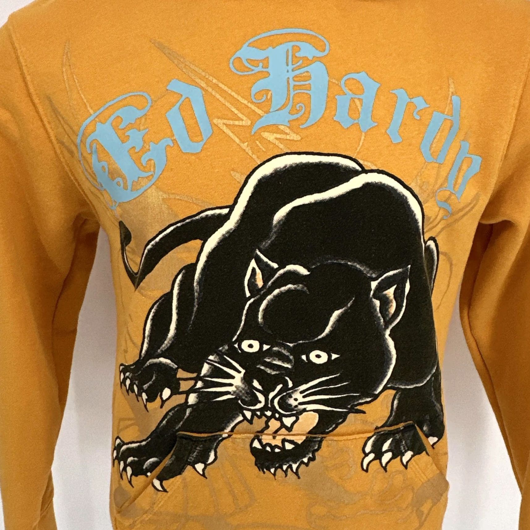 Ed Hardy Ed Hardy Hoodie Mens Medium Yellow Panther Tattoo Graphic DEH Fleece Pullover Size US M / EU 48-50 / 2 - 2 Thumbnail