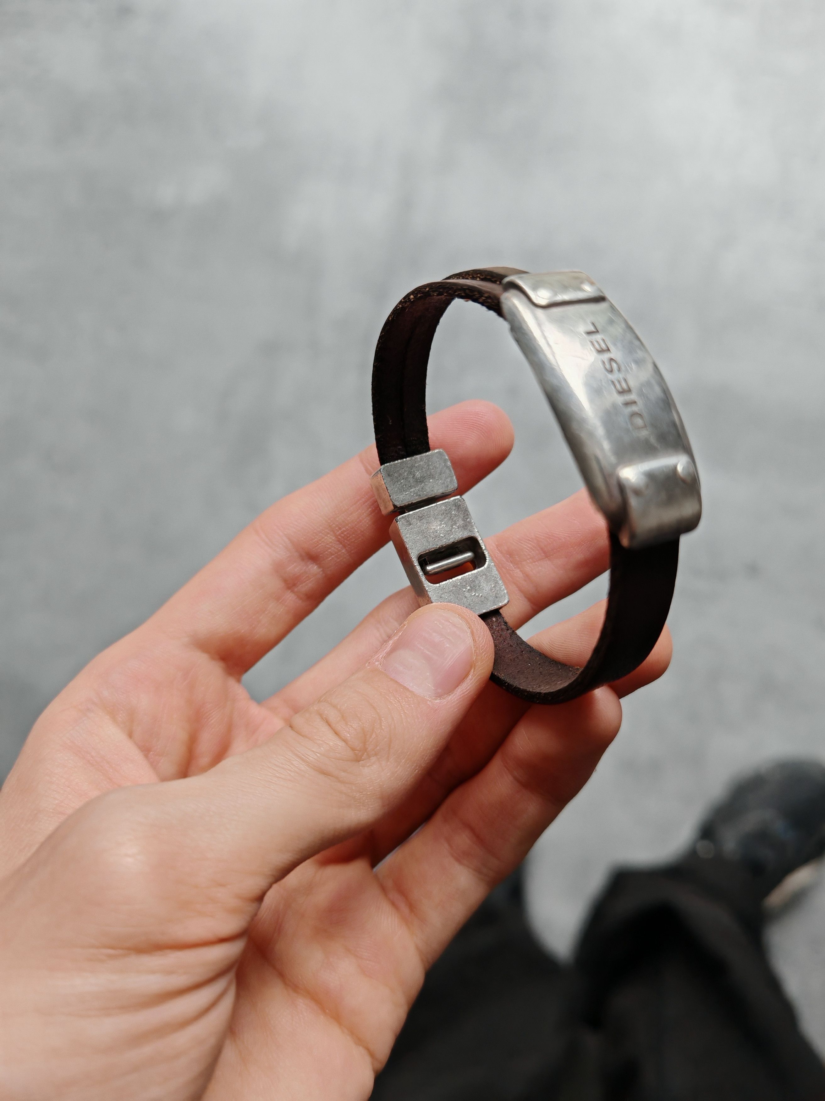 Diesel 🕯️Vintage Diesel Leather Steel Braclet Archive Gothic Y2K Size ONE SIZE - 4 Thumbnail