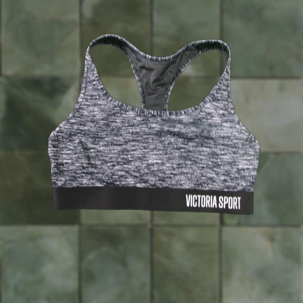 Victoria's Secret Victoria's Secret Sports Bra Womens Medium Gray Marled Victoria Sport Athleisure Active Yoga Racerback Wireless Full Coverage Size ONE SIZE - 1 Thumbnail