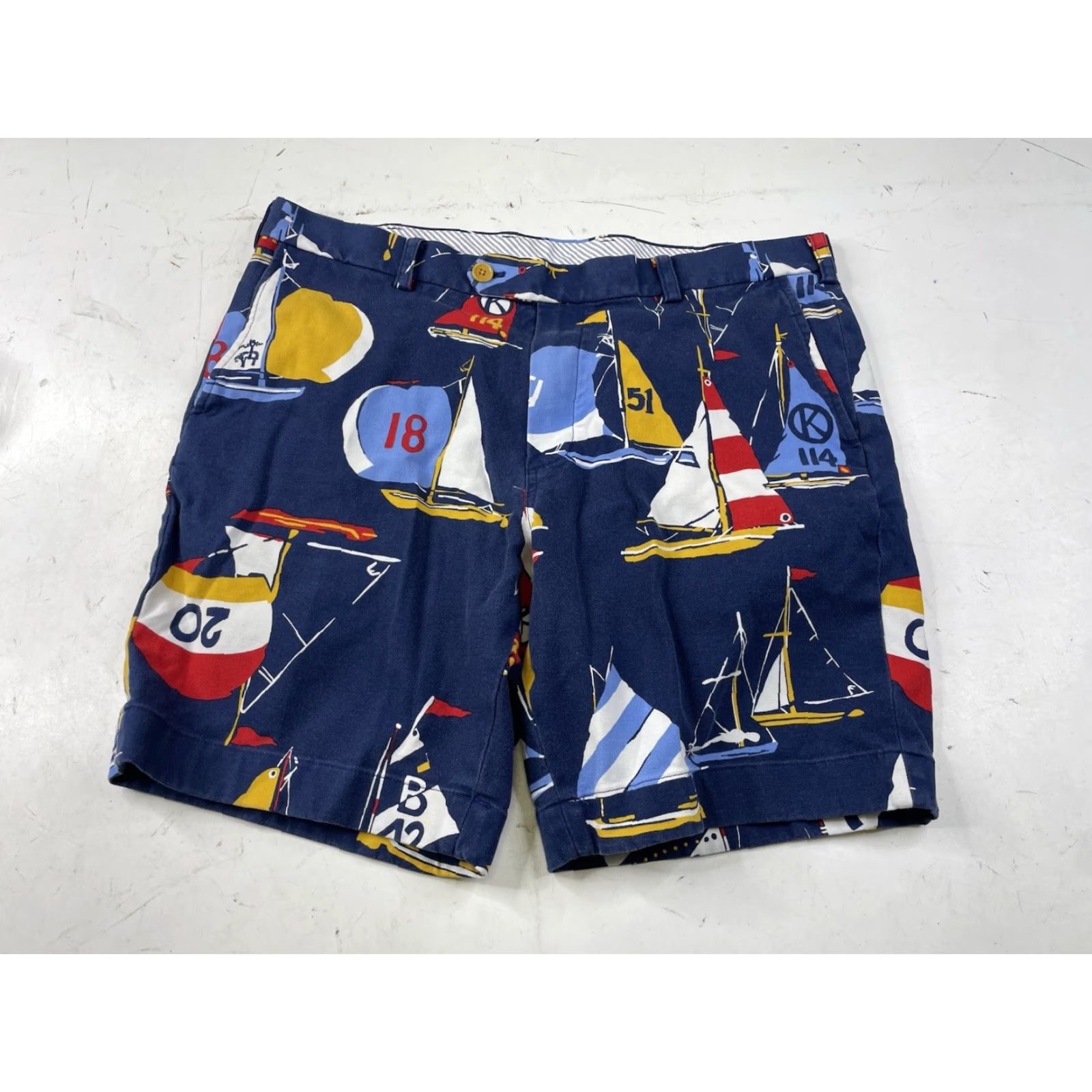 Brooks Brothers Brooks Brothers Bermuda Shorts Nautical Print Sailing Boat AOP Summer Men’s 38 Blue Cotton Spandex Lightweight Pockets Regular 38 Mens Size US 38 / EU 54 - 2 Thumbnail
