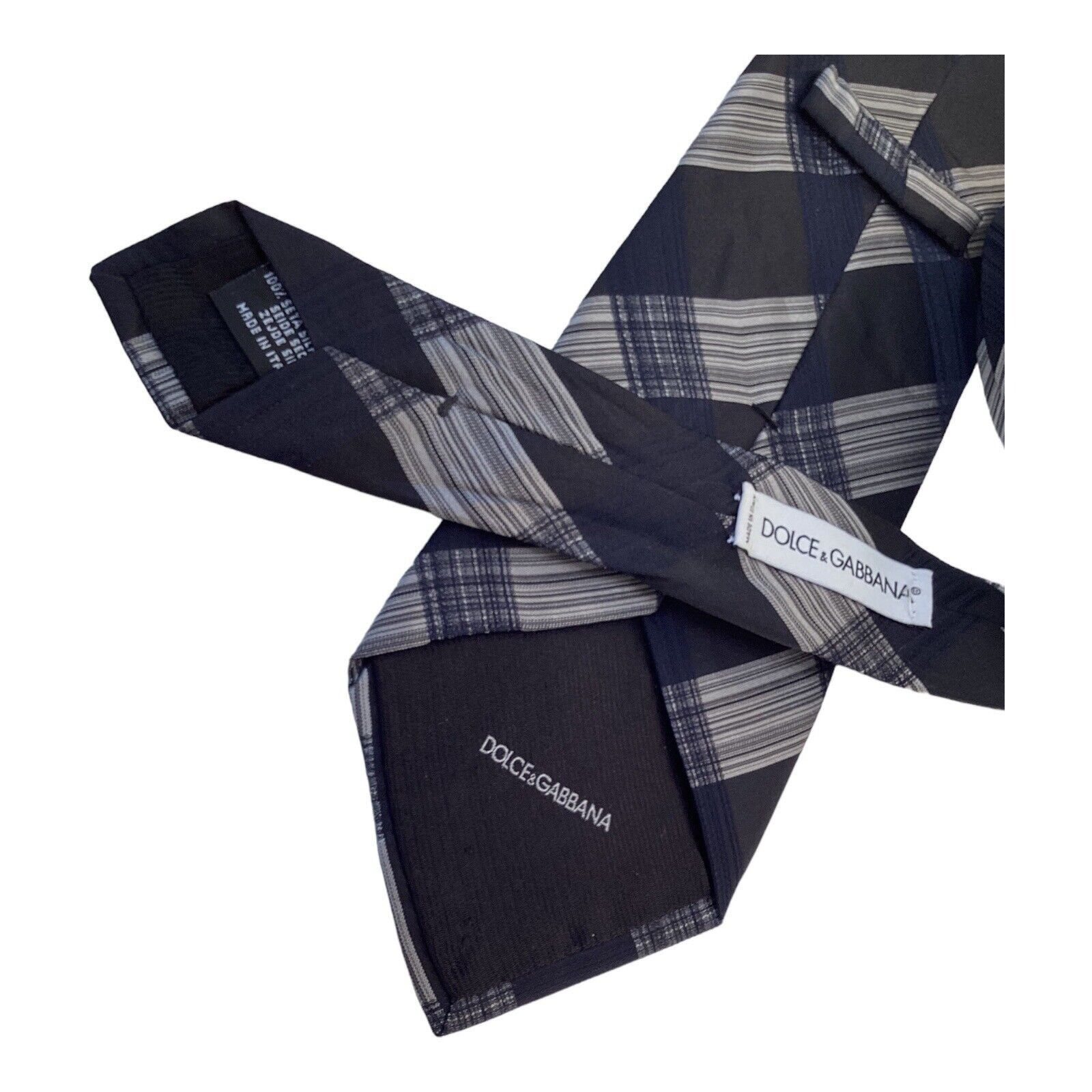 Dolce & Gabbana DOLCE & GABBANA Blue Plaids & Checks Luxury Designer Silk Ti Size ONE SIZE - 4 Thumbnail