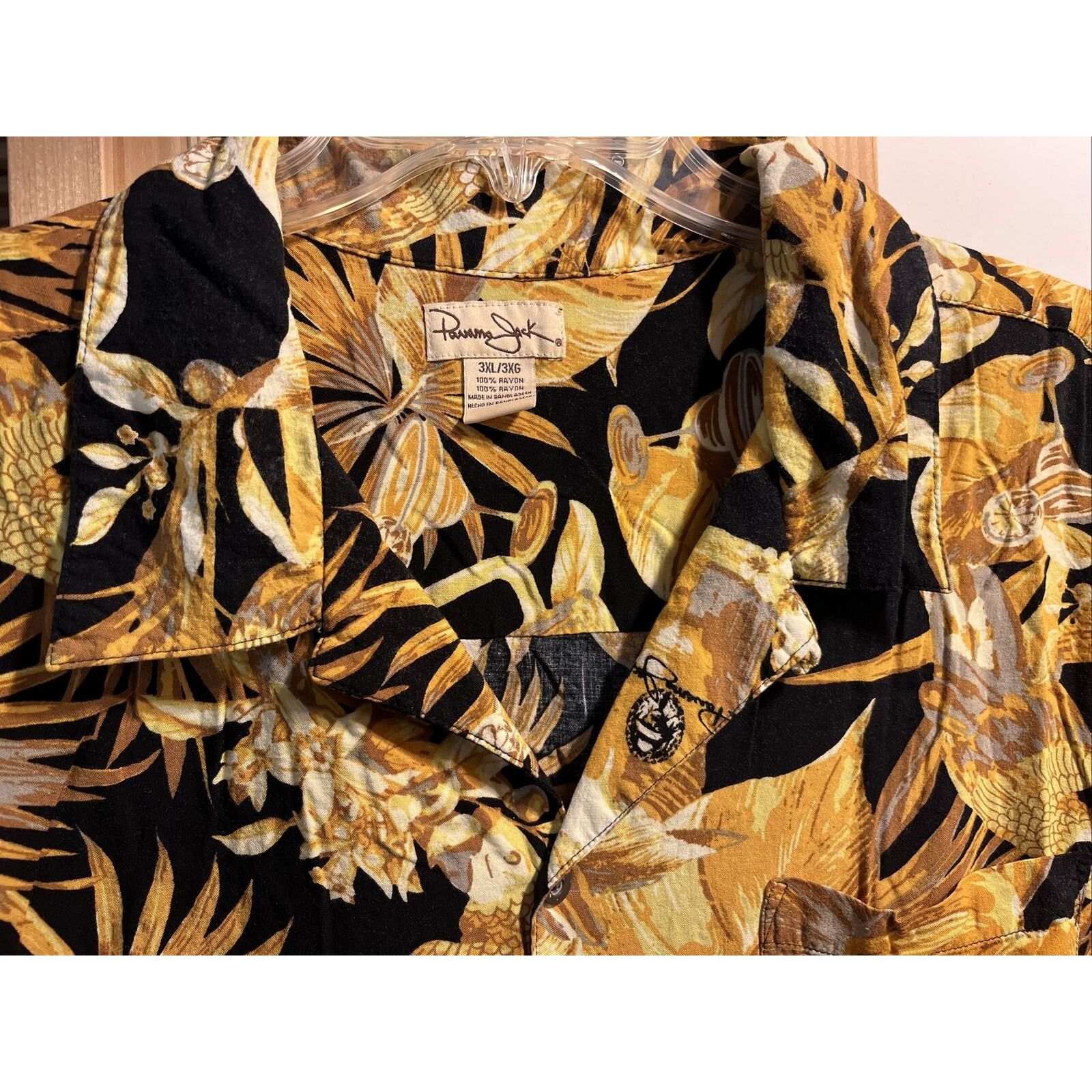 Panama Jack Panama Jack Men's 3XL Golden SS Button Rayon Hawaiian Shirt Size US XXL / EU 58 / 5 - 4 Thumbnail