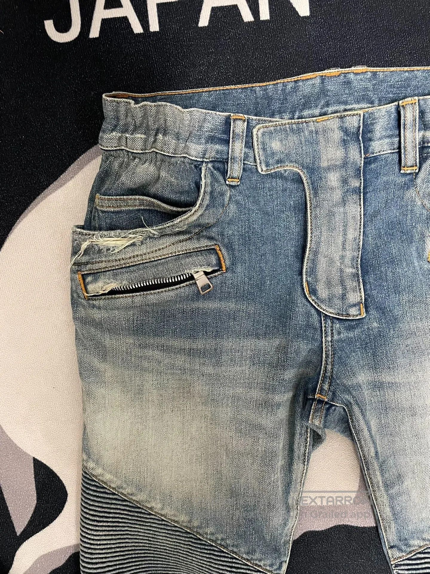 Balmain Balmain Distressed Motorcycle Jeans. Size US 31 - 2 Thumbnail