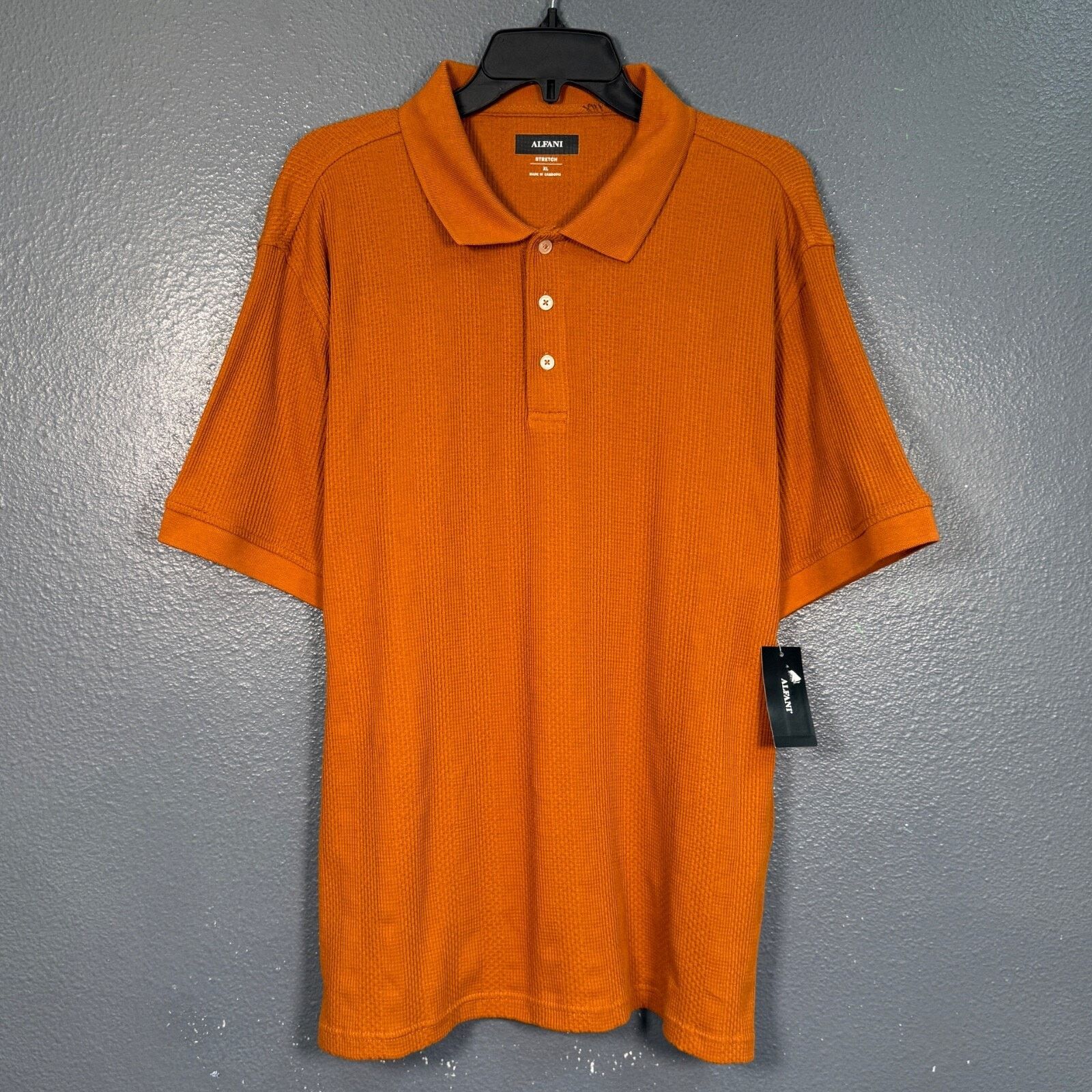 Alfani Alfani XL men Stretch Textured Jacquard Polo Shirt Brown NEW Size US XL / EU 56 / 4 - 1 Thumbnail