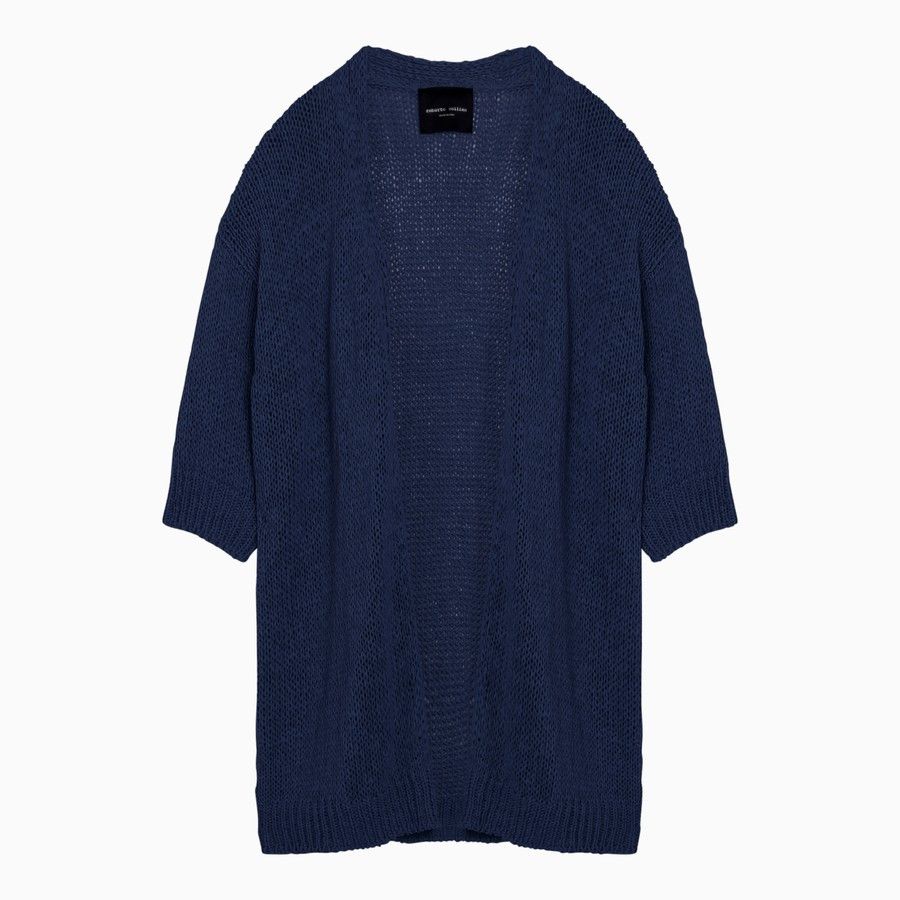 Roberto Cavalli o1d2blof0924 Cotton Cardigans in Navy Blue Size S / US 4 / IT 40 - 1 Thumbnail