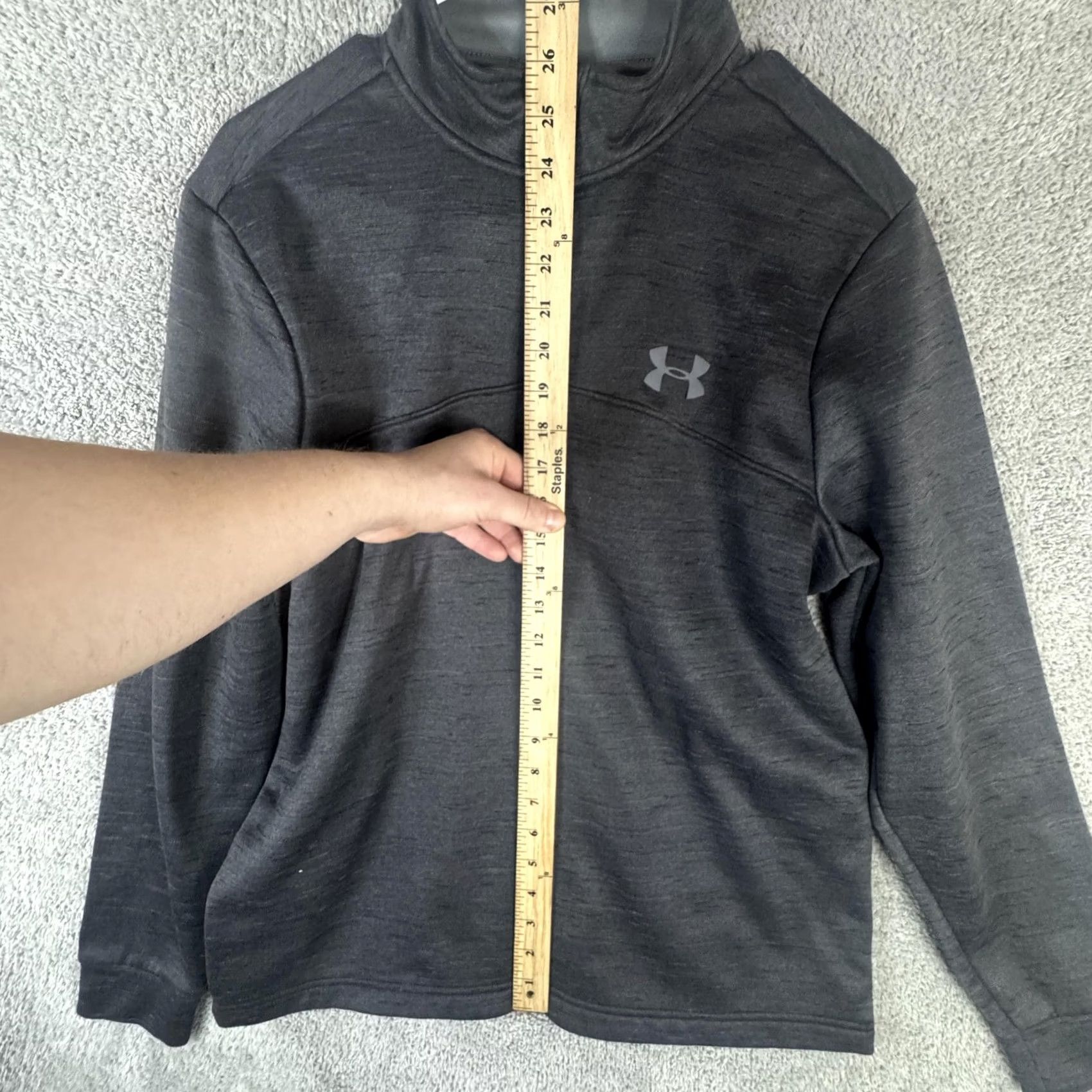Under Armour Under Armour ColdGear Pullover Mens M Gray 1/4 Zip Fleece Mock Neck Thermal Running & Training Pullover Mens Size US M / EU 48-50 / 2 - 7 Thumbnail