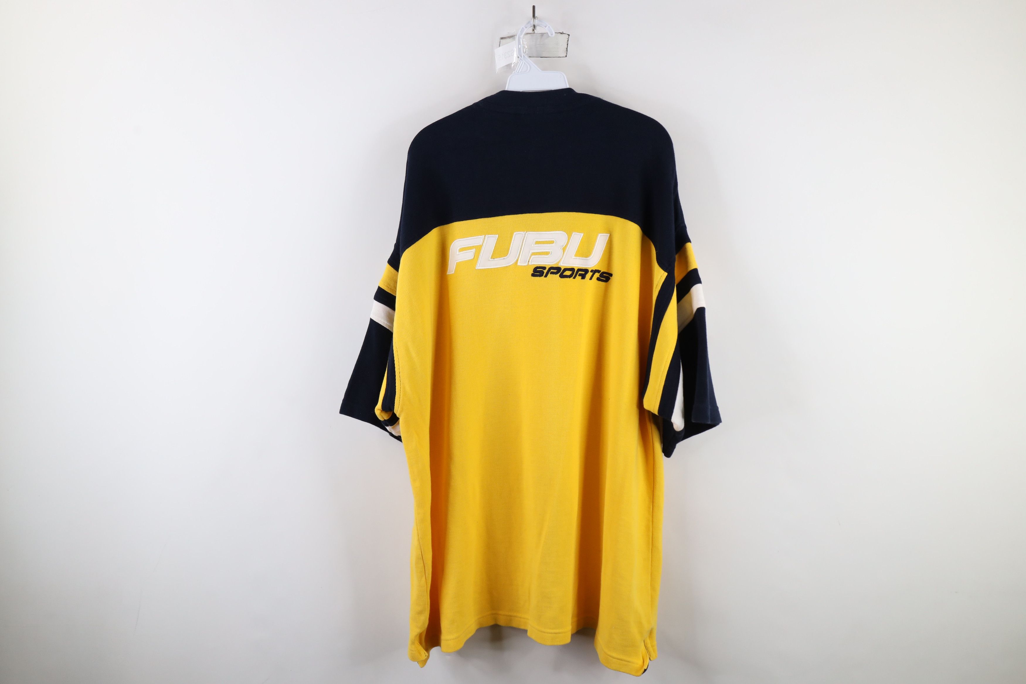 Fubu × Vintage Vintage 90s Fubu Sports Spell Ribbed Knit Baggy Fit T-Shirt Size US XXL / EU 58 / 5 - 12 Thumbnail