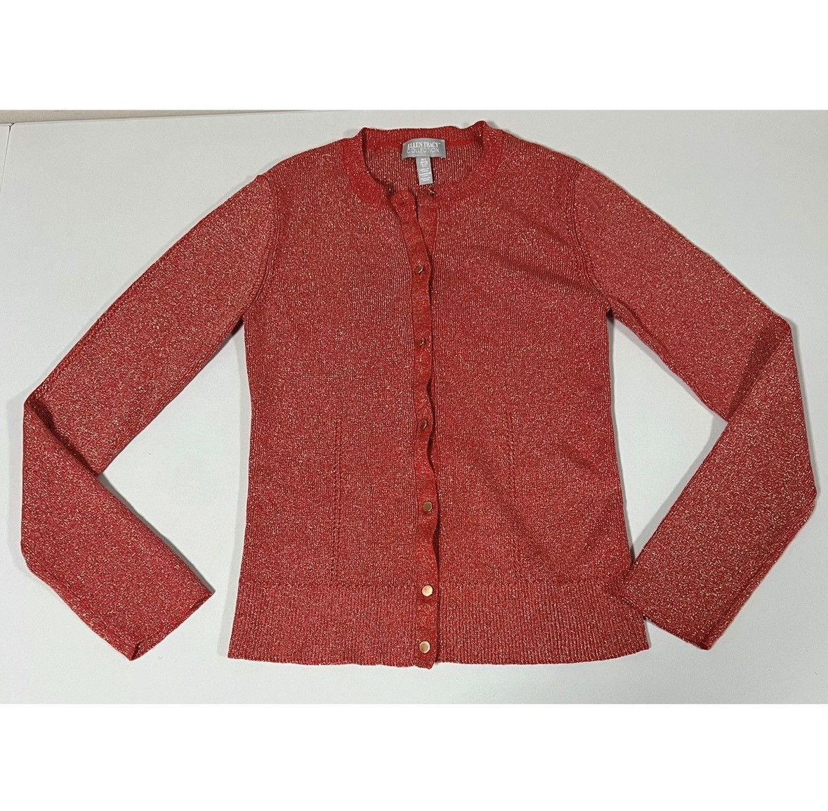 Ellen Tracy Ellen Tracy Red Gold Knit Sweater Cardigan Top Size S ❤️✨ Size S / US 4 / IT 40 - 1 Thumbnail