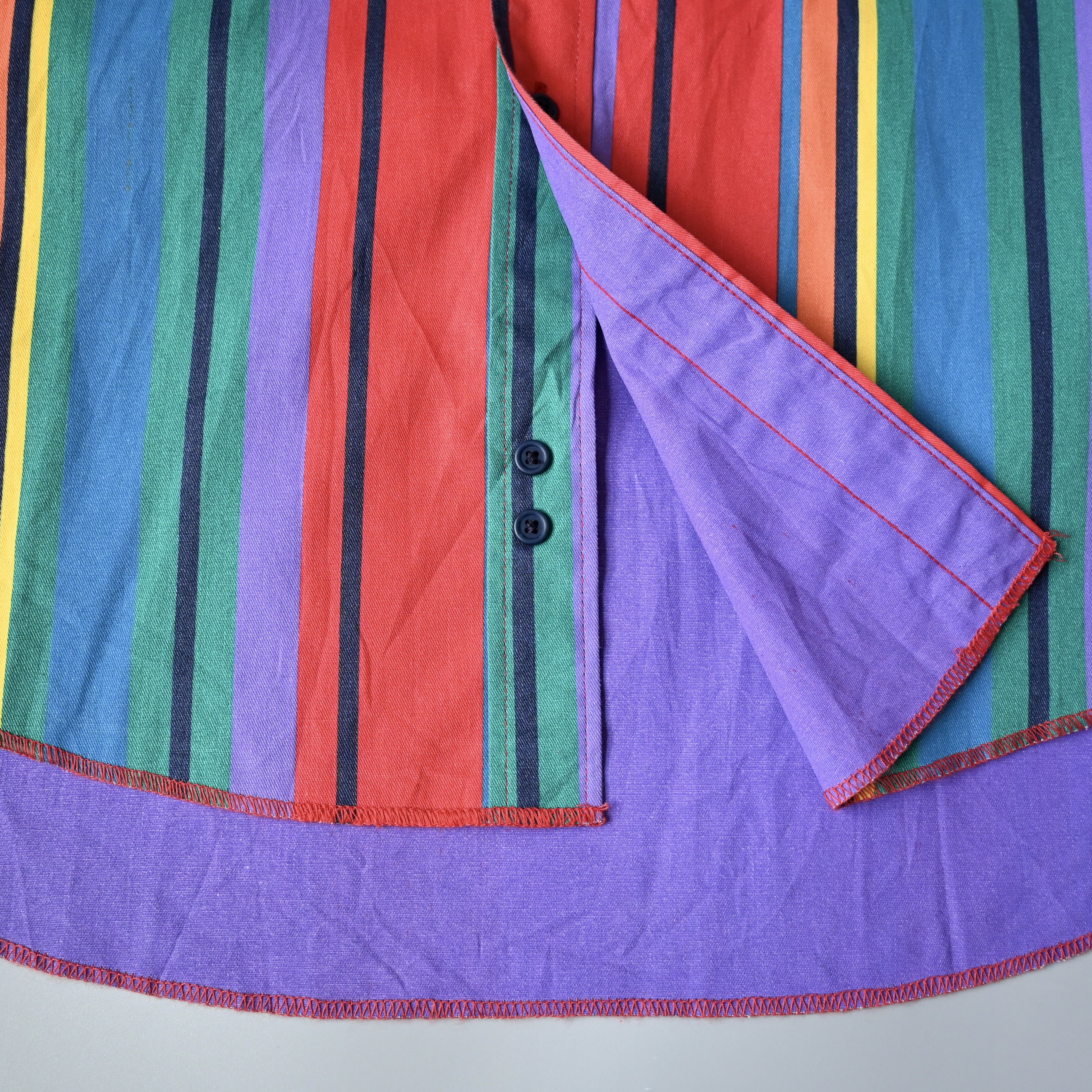 Vintage VTG 90s Wrangler Brushpopper cape shirt rainbow stripe 17.5 Size US XL / EU 56 / 4 - 16 Thumbnail