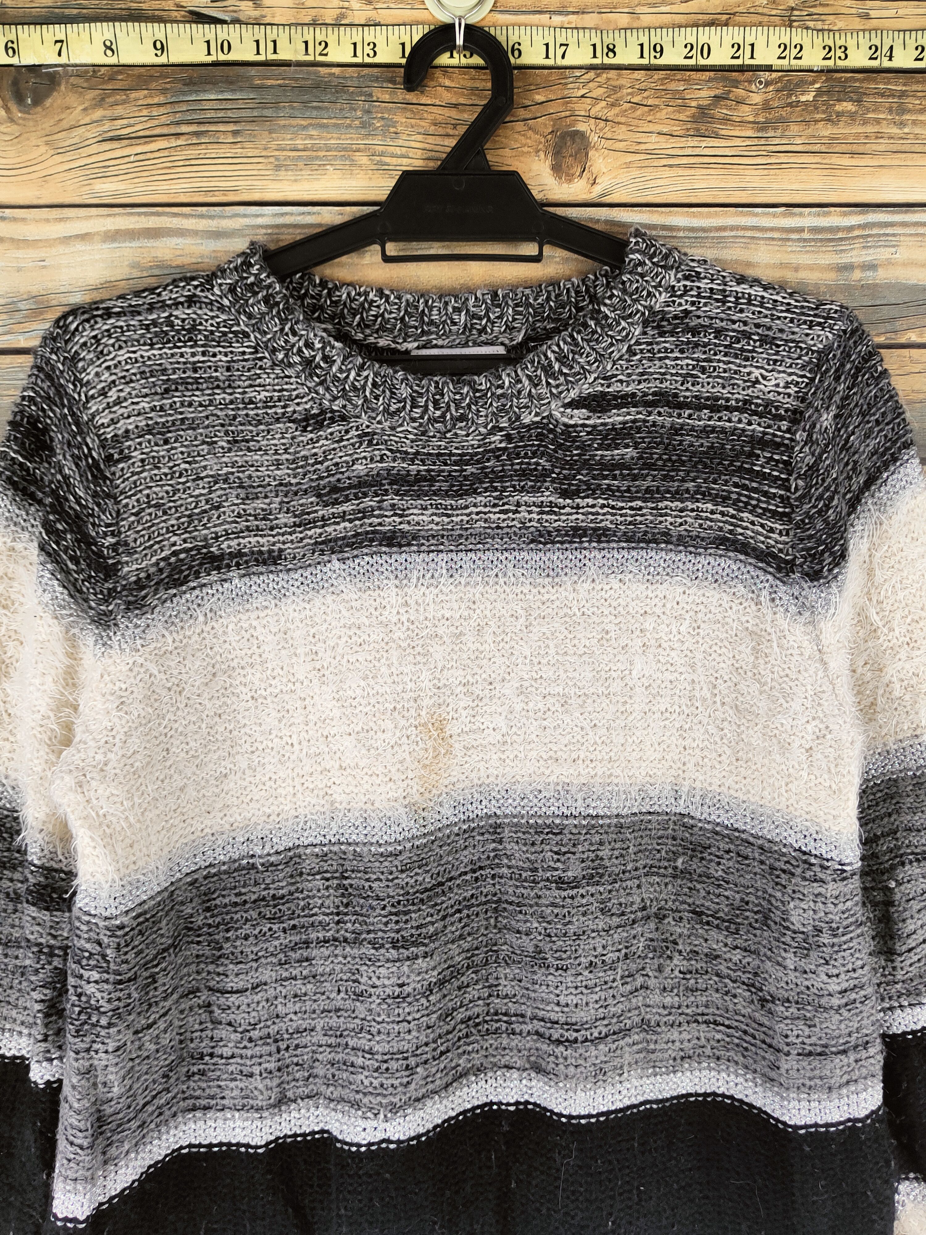 Japanese Brand DL HK Works London Black Cream Fur Mohair Knitwear #46-560 Size US S / EU 44-46 / 1 - 2 Thumbnail