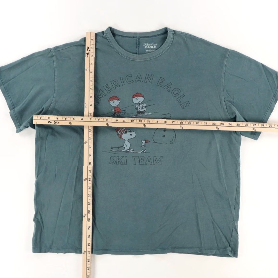 Vintage American Eagle Peanuts Ski Team Solid T-Shirt Green Men's 2XL Size US XXL / EU 58 / 5 - 3 Thumbnail