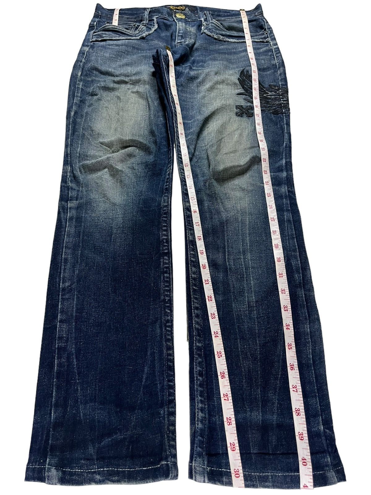 Japanese Brand × Seditionaries Vintage Japanese Brand Embellished Cross Patched Jeans Size US 33 - 12 Thumbnail