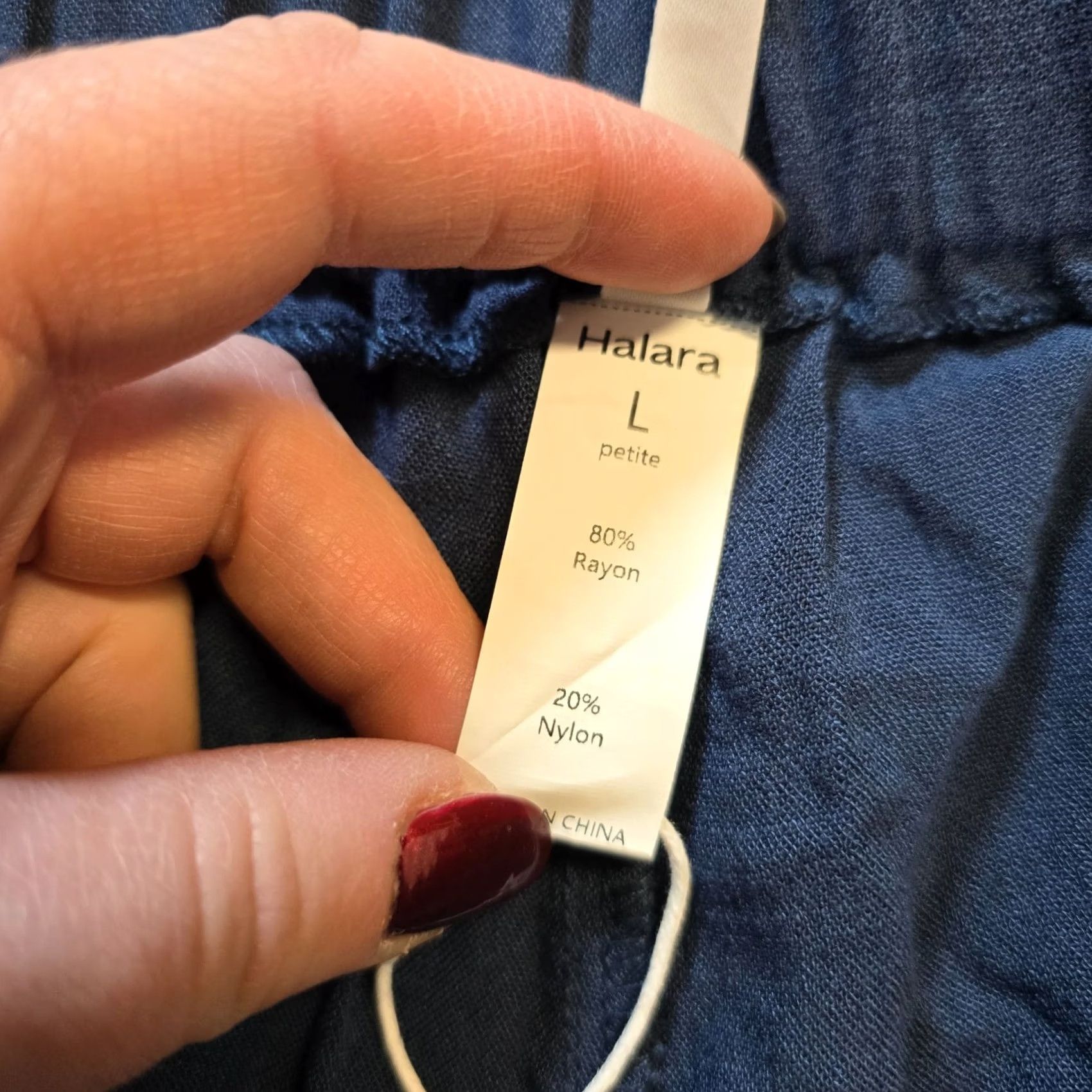Vintage Halara Pants Womens Petite Large Blue Pleated Wide-Leg Stretch Casual Dress Pants Size 36" / US 14 / IT 50 - 5 Thumbnail