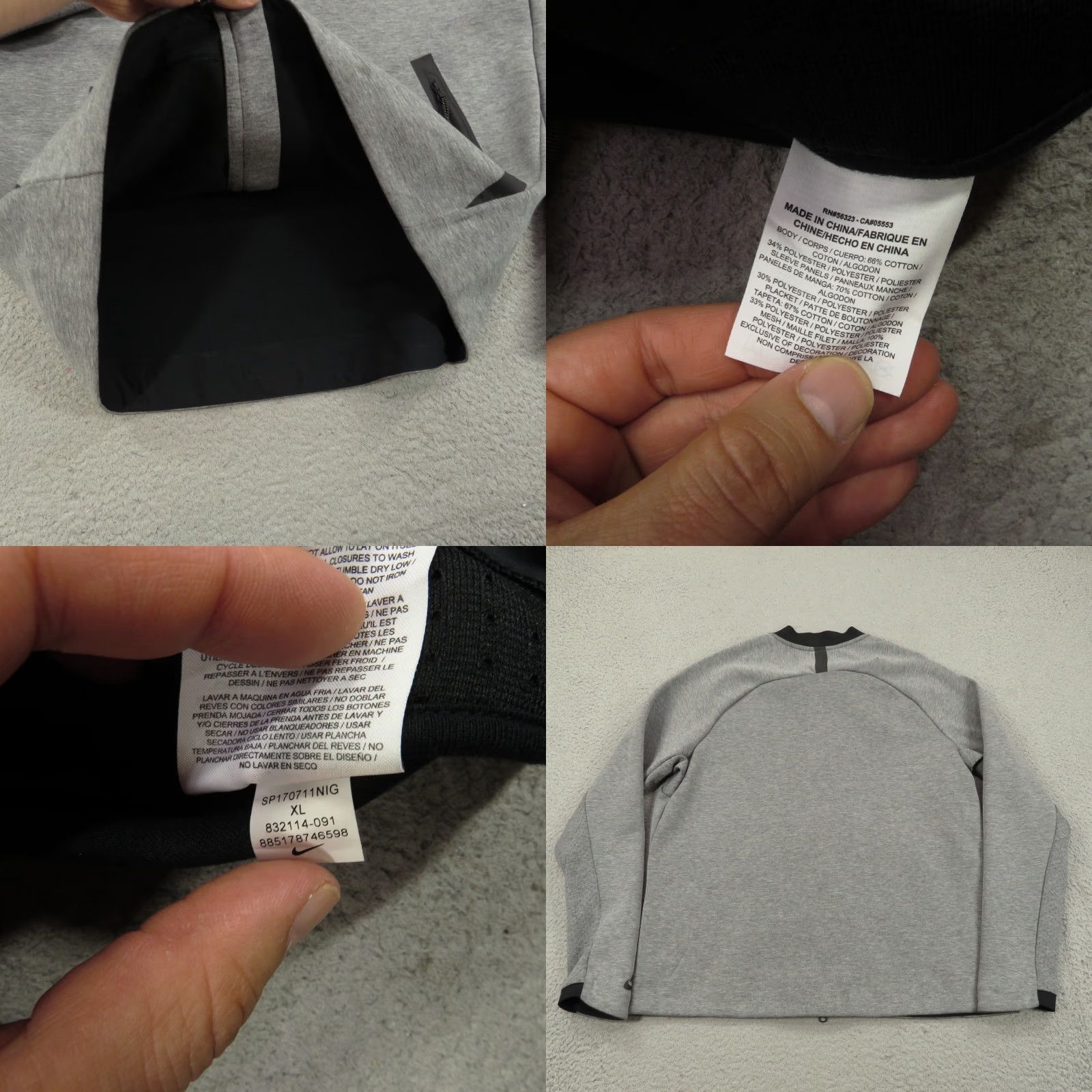 Nike Nike Jacket Mens XL Tech Fleece Full Zip Heather Grey NSW Band Collar Size US XL / EU 56 / 4 - 8 Thumbnail