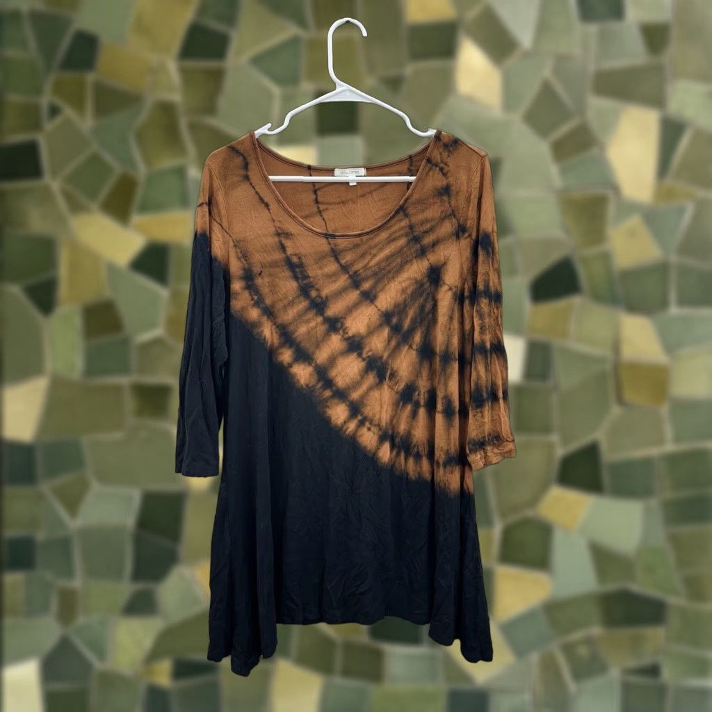 Vintage Ava James Womens Shirt Size Medium Black Brown Tye-Dye 3/4 Sleeve Size M / US 6-8 / IT 42-44 - 1 Thumbnail