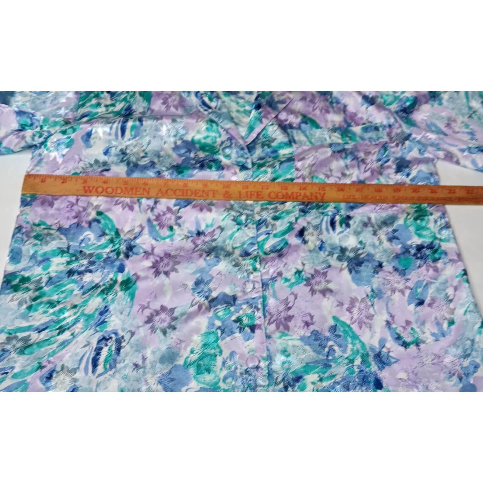 Vintage VINTAGE Linda Hartman Intimates Sleep Shirt Long Sleeve Floral Silk Rayon S Purple Blue Chest Pocket Shimmery 1980s 1990s Womens Size S / US 4 / IT 40 - 5 Thumbnail