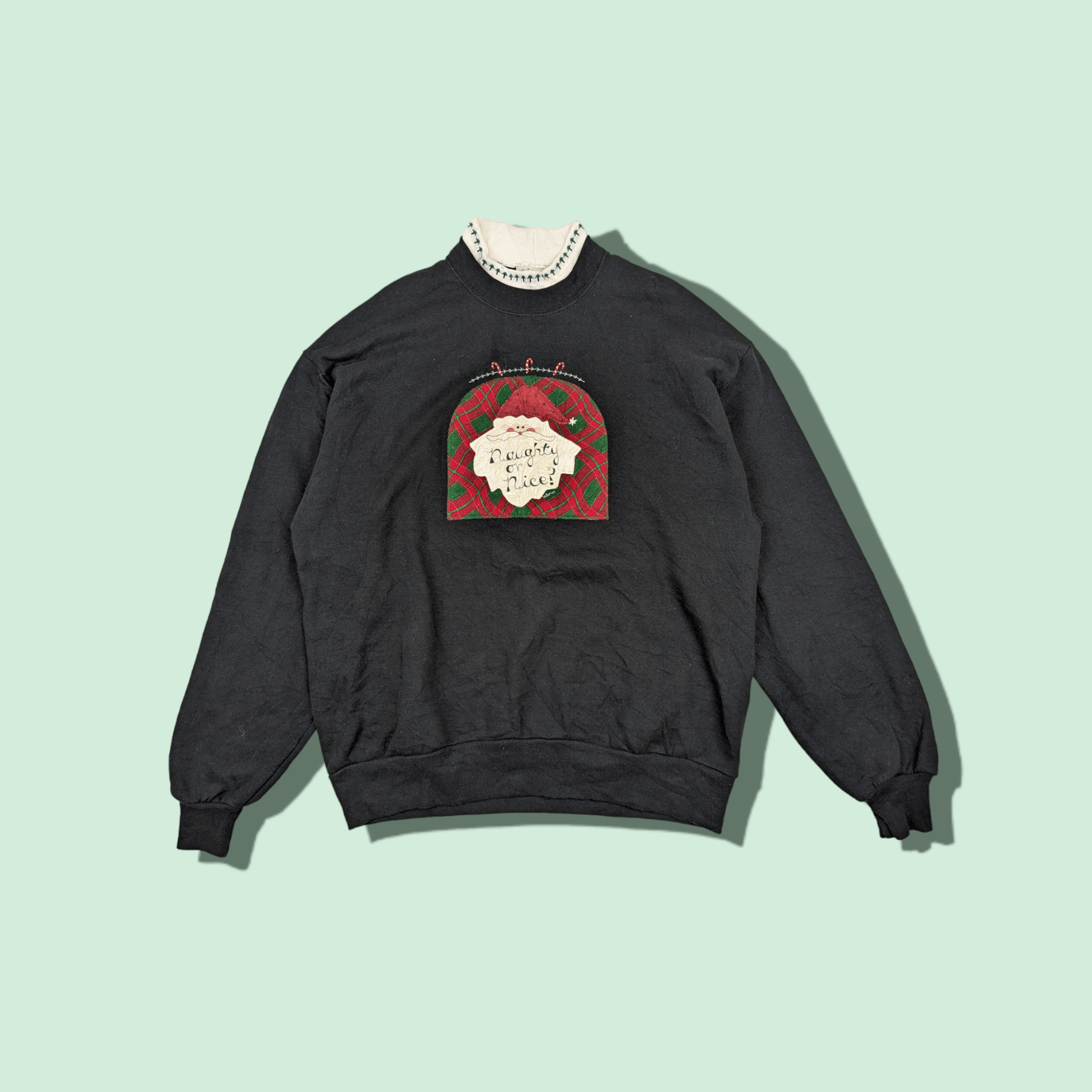 Vintage Vintage 90's NAUGHTY OR NICE Statement Tee Jumper Sweatshirt Size US L / EU 52-54 / 3 - 1 Thumbnail