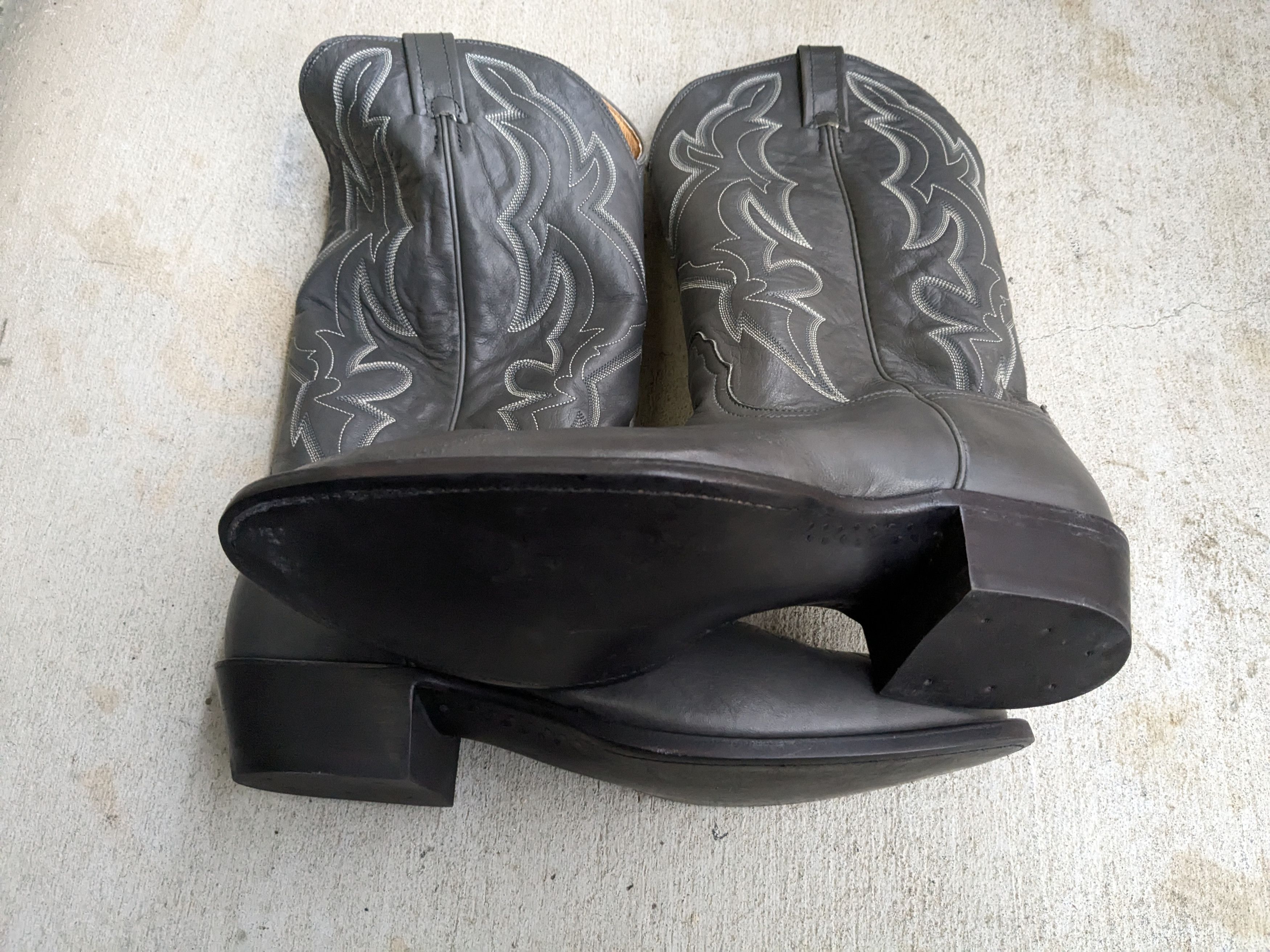 Nocona Nocona Cowboy Boots Gray 11.5 D Leather USA Black Size US 11.5 / EU 44-45 - 16 Thumbnail
