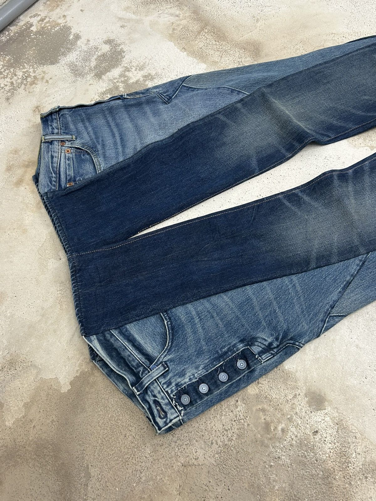 Levi's Levis Upcycled Custom Y2k Wide Leg Jeans Flared Size US 29 - 4 Thumbnail