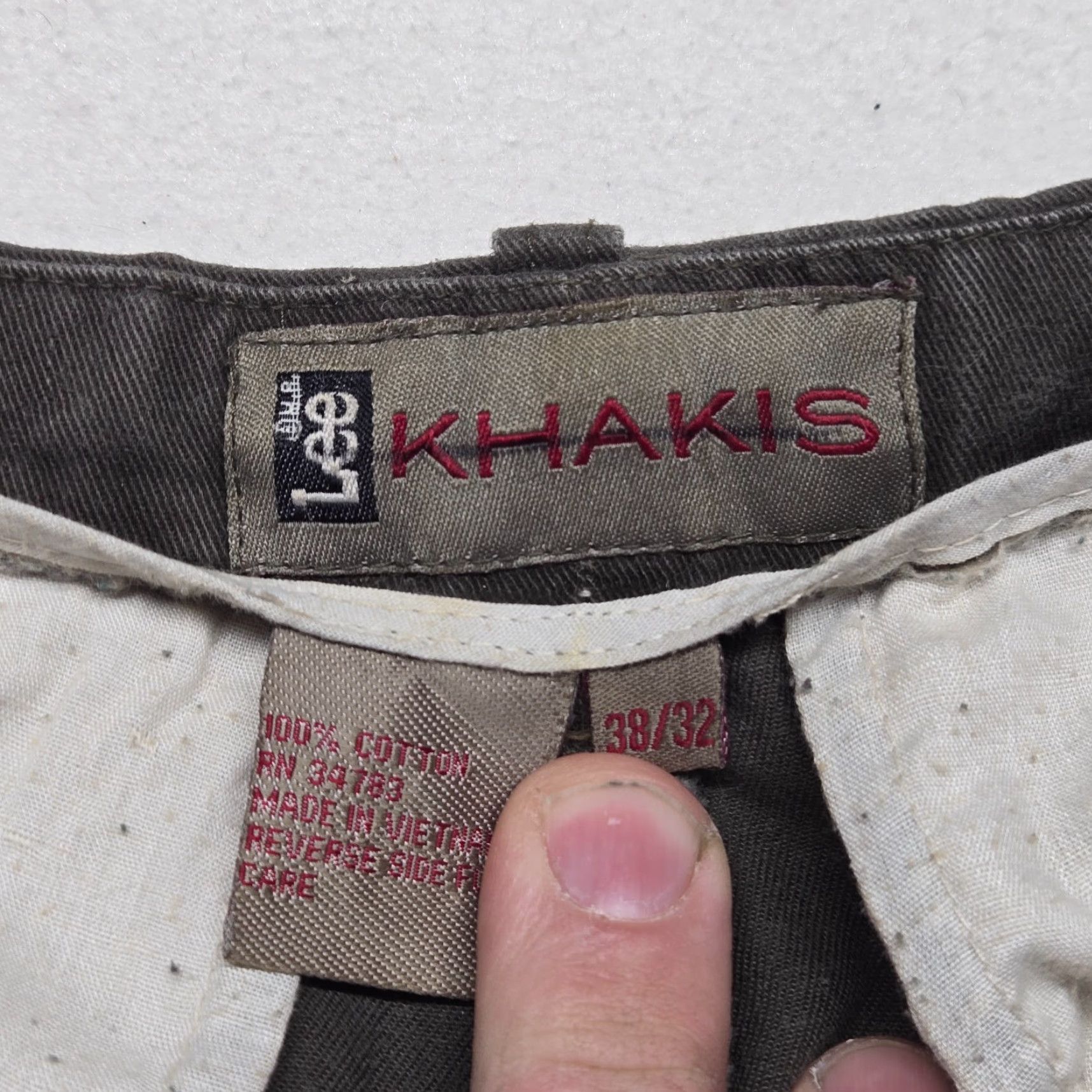 Lee Lee Khakis Chino Pants Gray Classic Fit Adult Men Size 38 x 32 Casual Cotton Spandex Straight Front Vintage No N/A Size US 38 / EU 54 - 3 Thumbnail