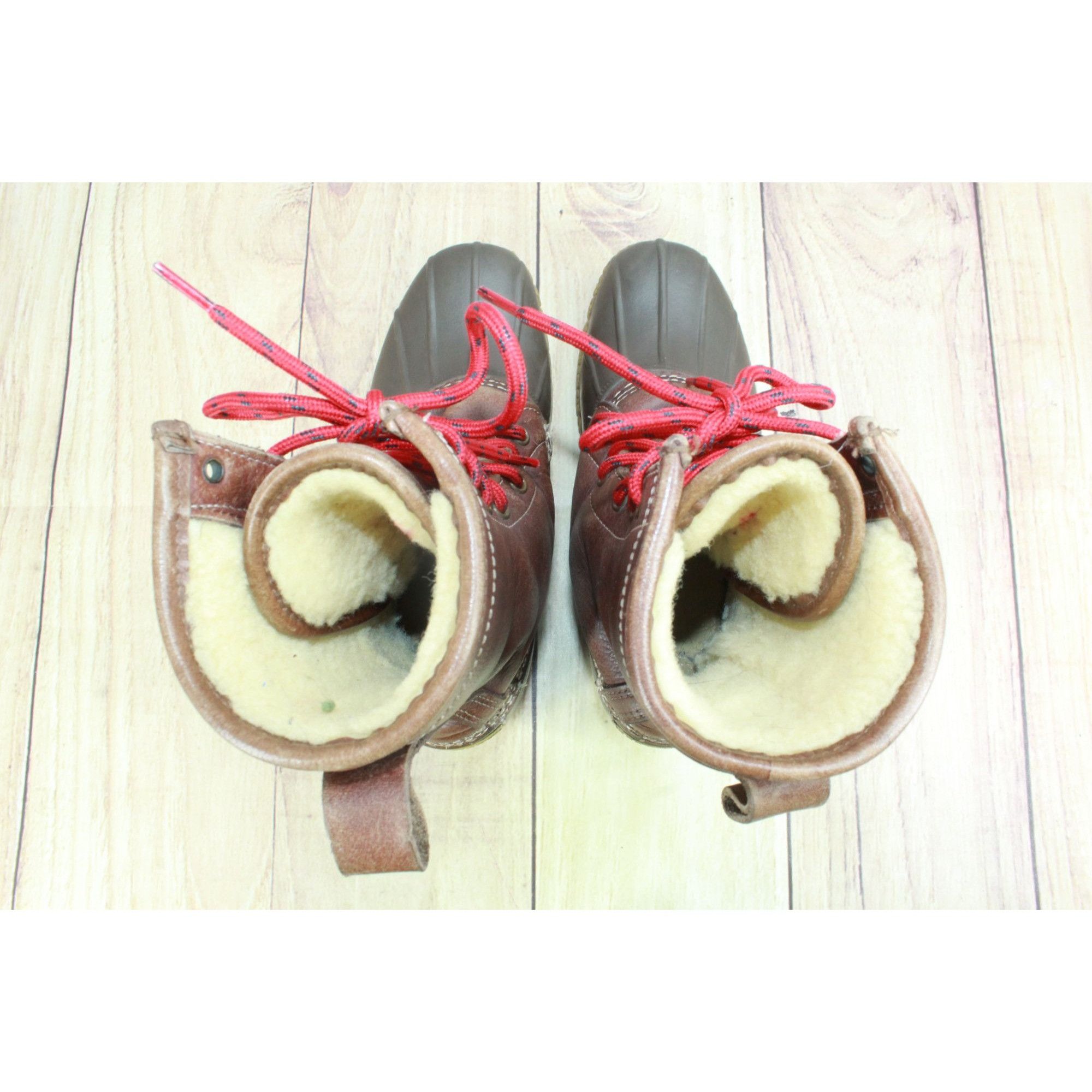 L.L. Bean LL Bean Women’s Shearling-Lined Brown Leather Duck Boots Size US 6 / IT 36 - 7 Thumbnail