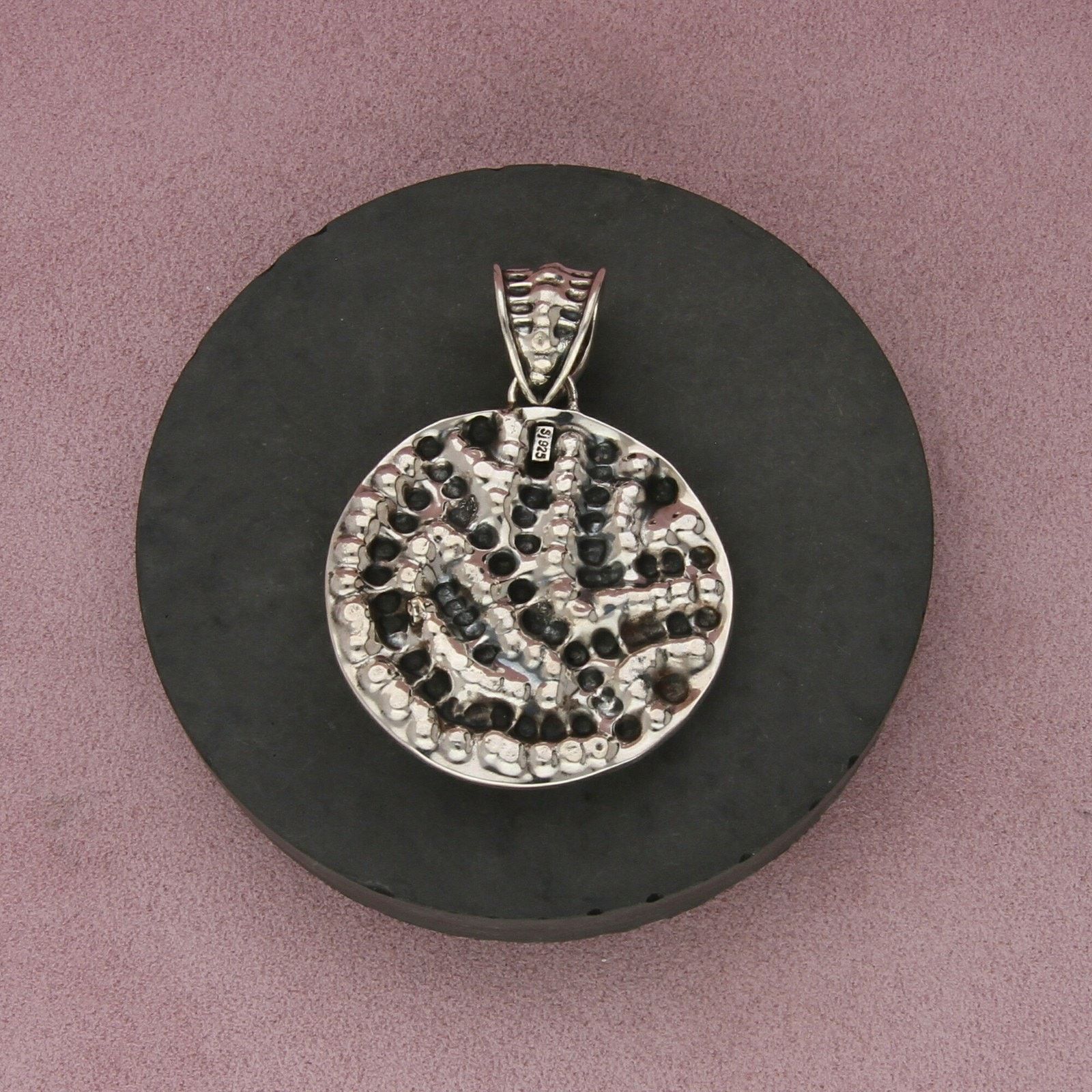 Sterling Silver sajen sterling silver large texture pearl disc pendant Size ONE SIZE - 2 Thumbnail