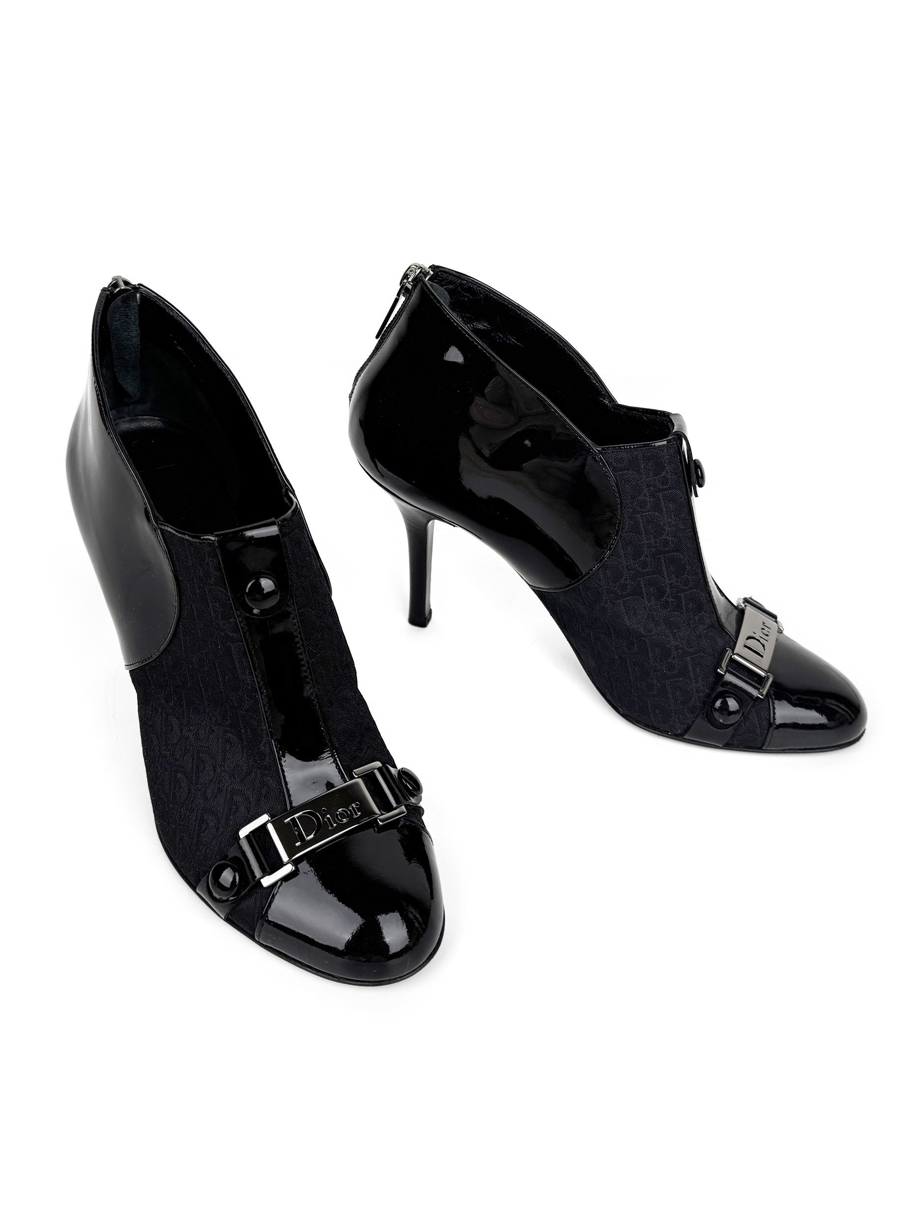 Dior Christian Dior Black Monogram Patent Leather Boots Heels Size US 8 / IT 38 - 4 Thumbnail