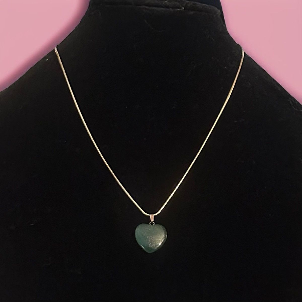 Other 24KGB snake chain Jade heart pendant necklace Size ONE SIZE - 1 Thumbnail